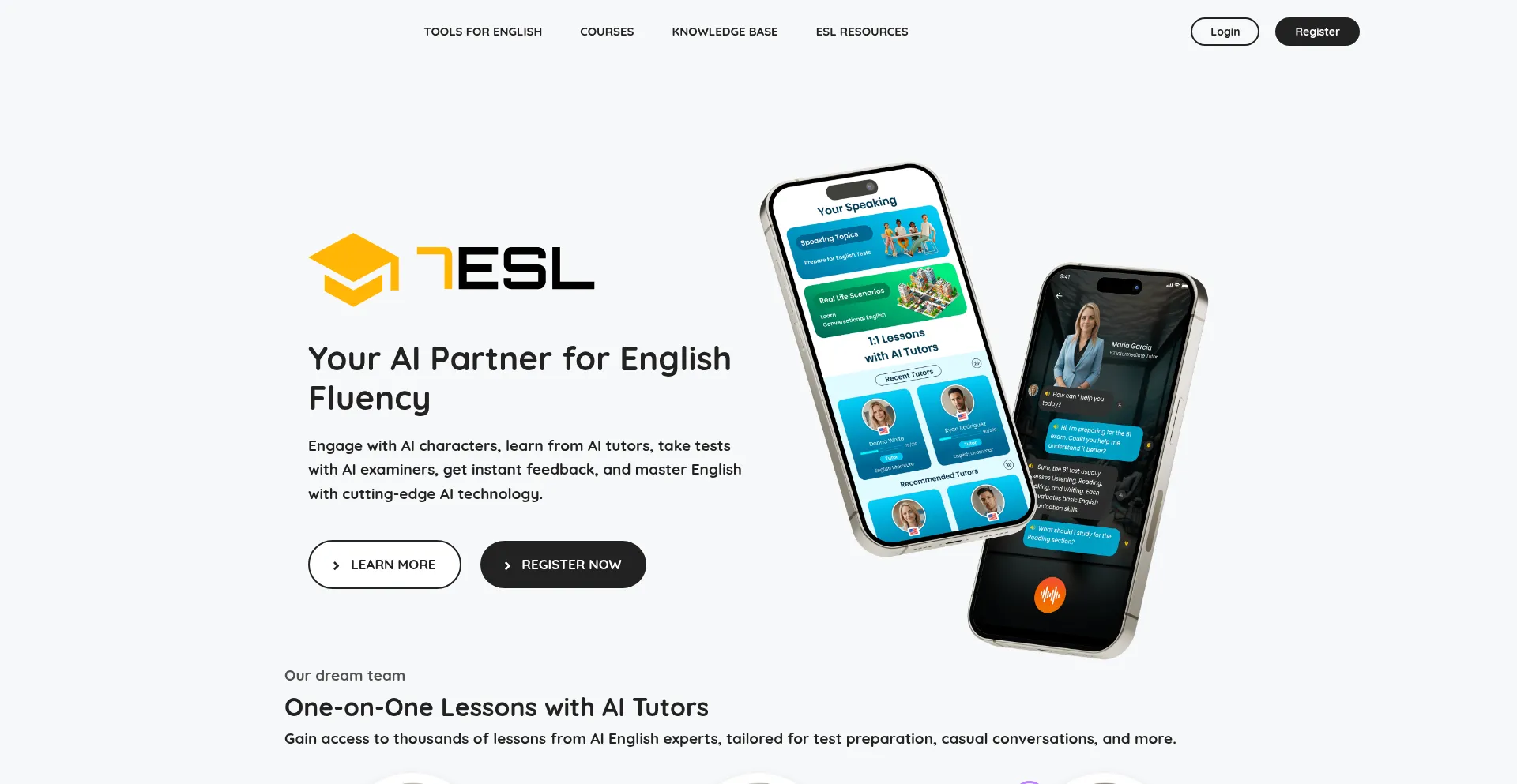 Website screenshot of 7esl.com
