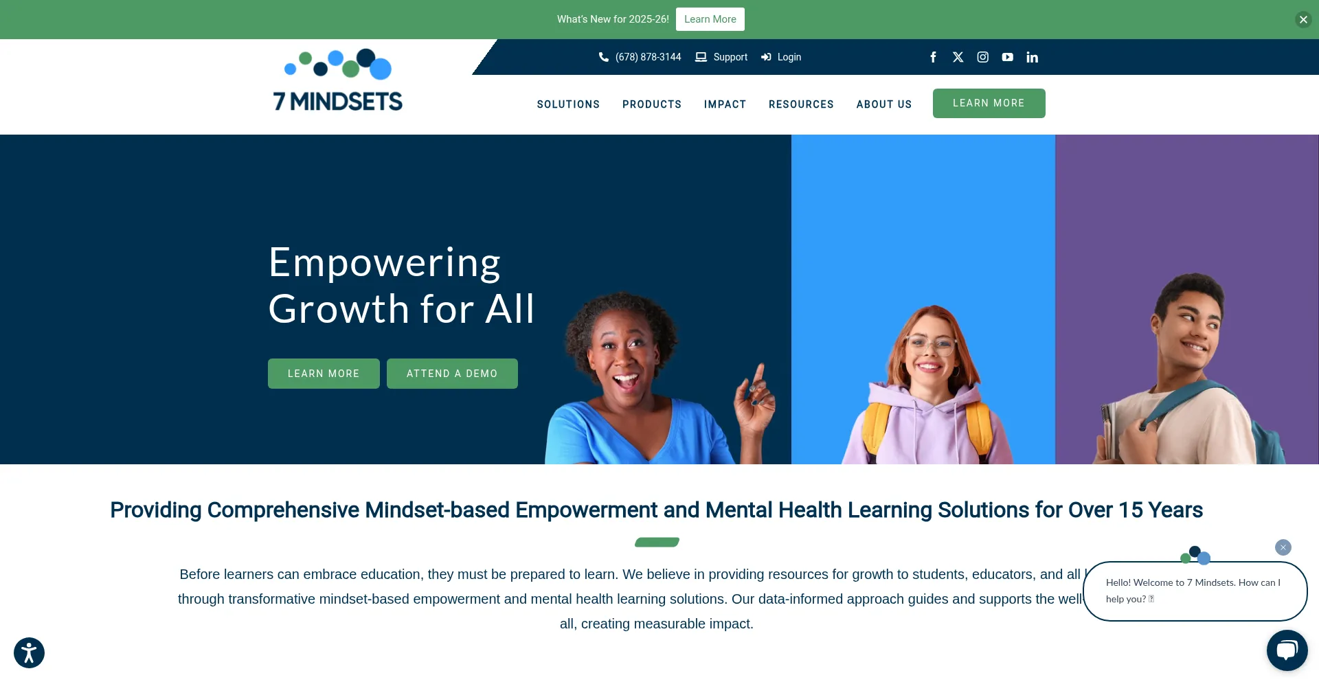 Website screenshot of 7mindsets.com