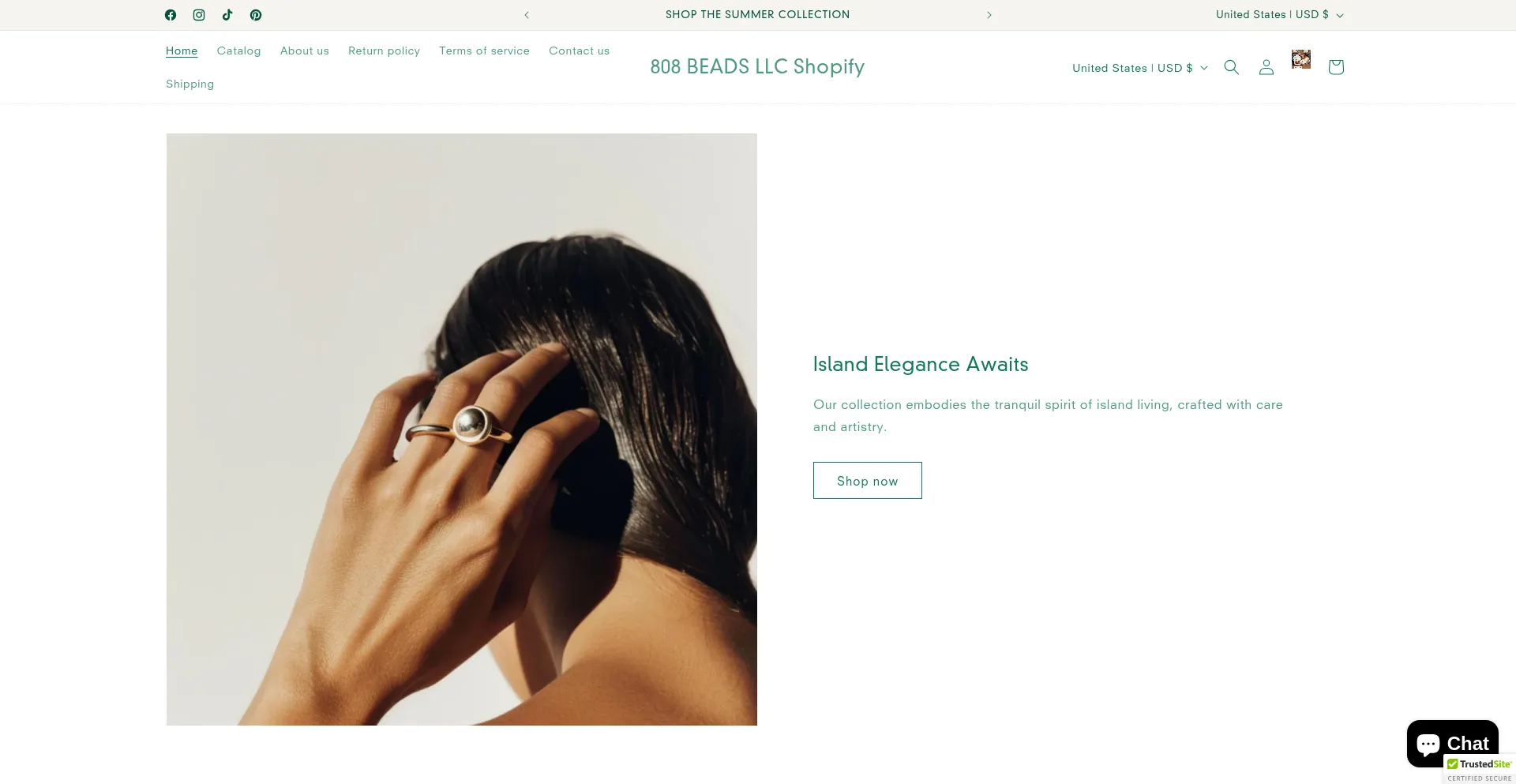 Website screenshot of 808beads.com