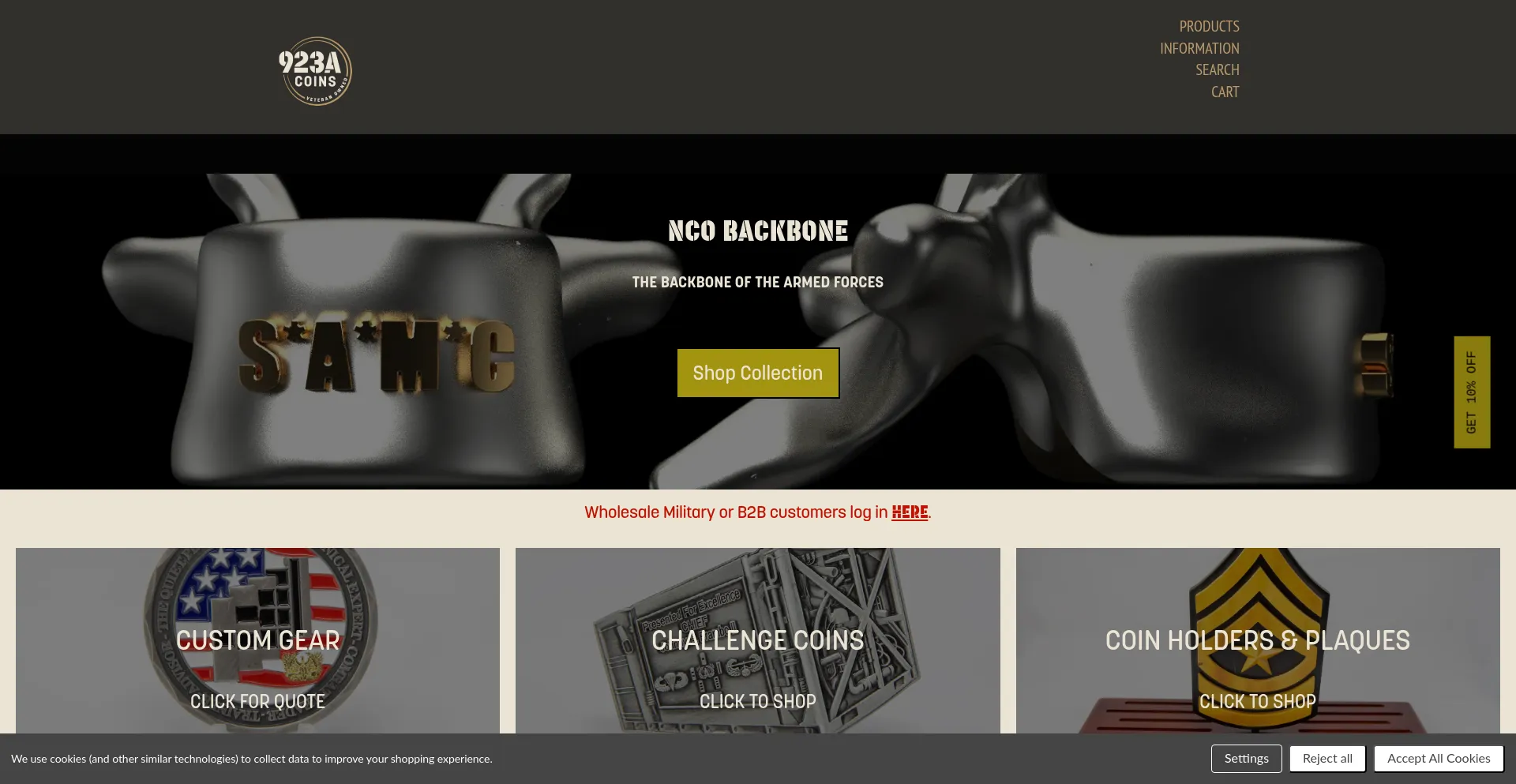Website screenshot of 923acoins.com