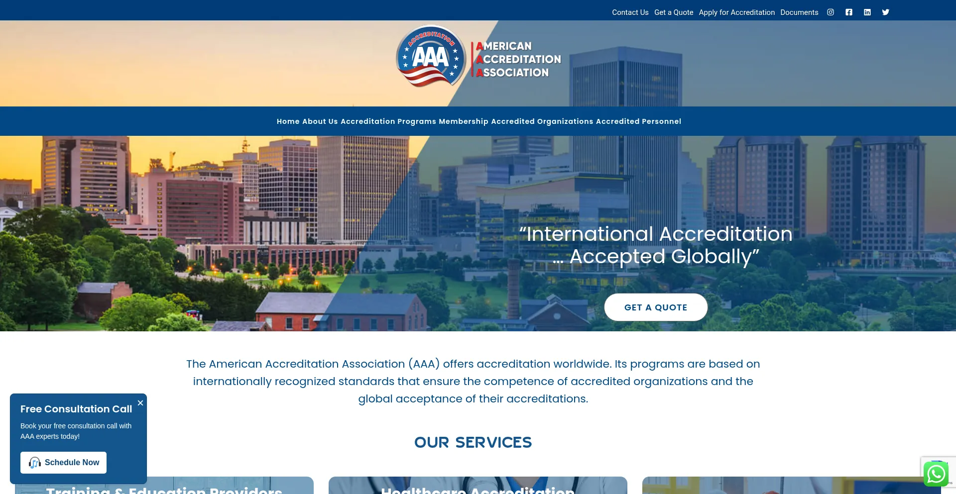 Website screenshot of Aaa-accreditation.org