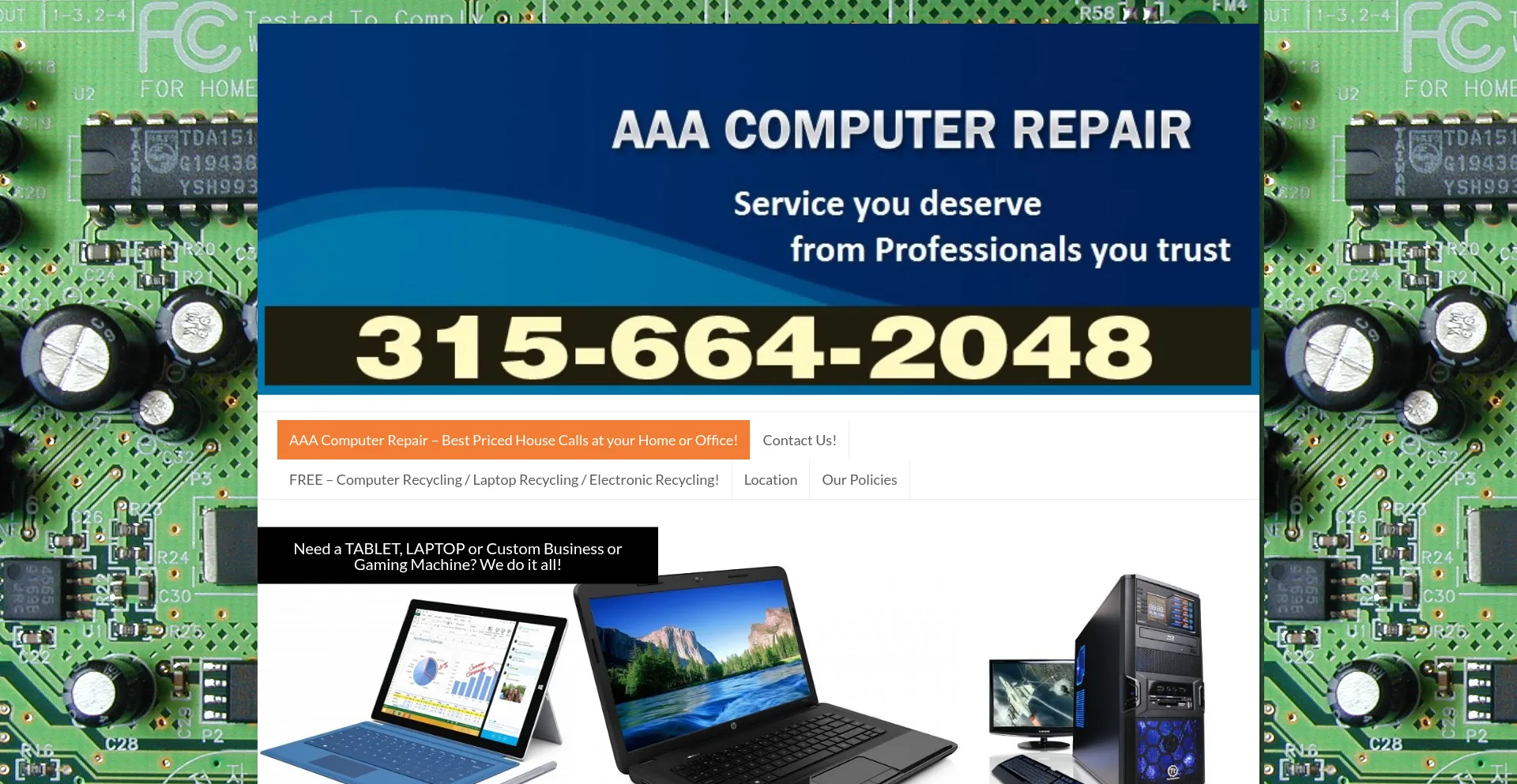 Website screenshot of Aaa-computerrepair.com