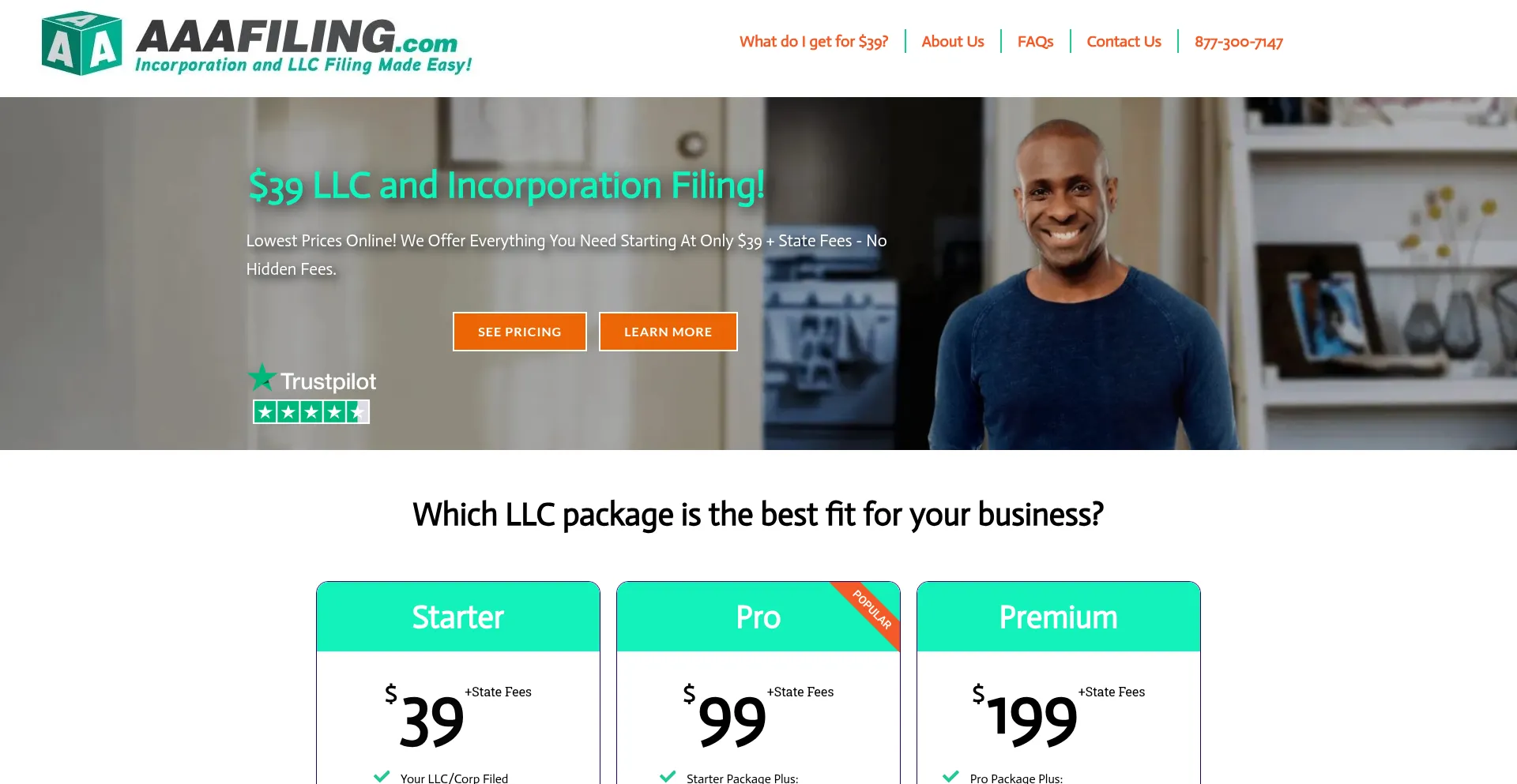 Website screenshot of Aaafiling.com