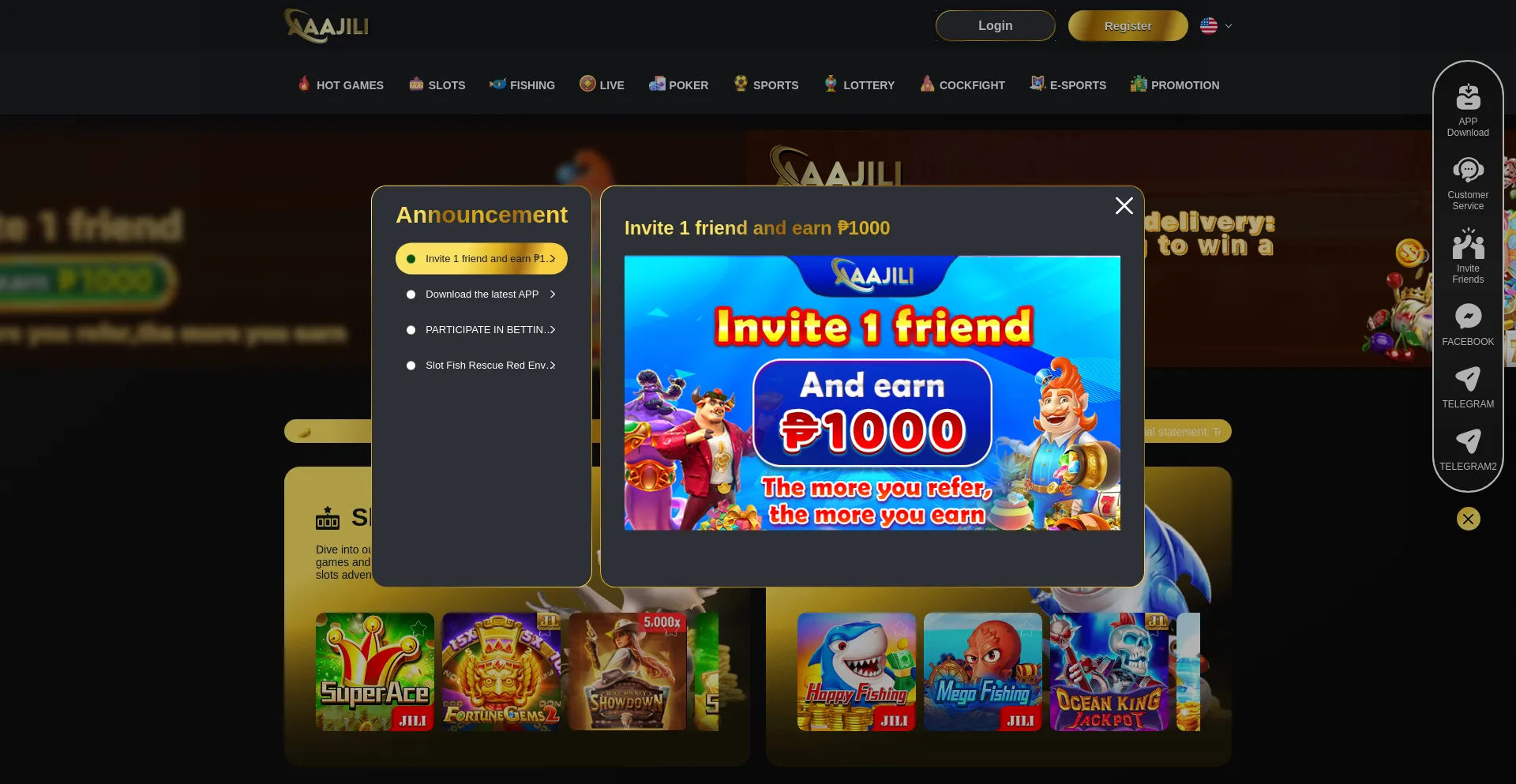 Website screenshot of Aaajili88.com
