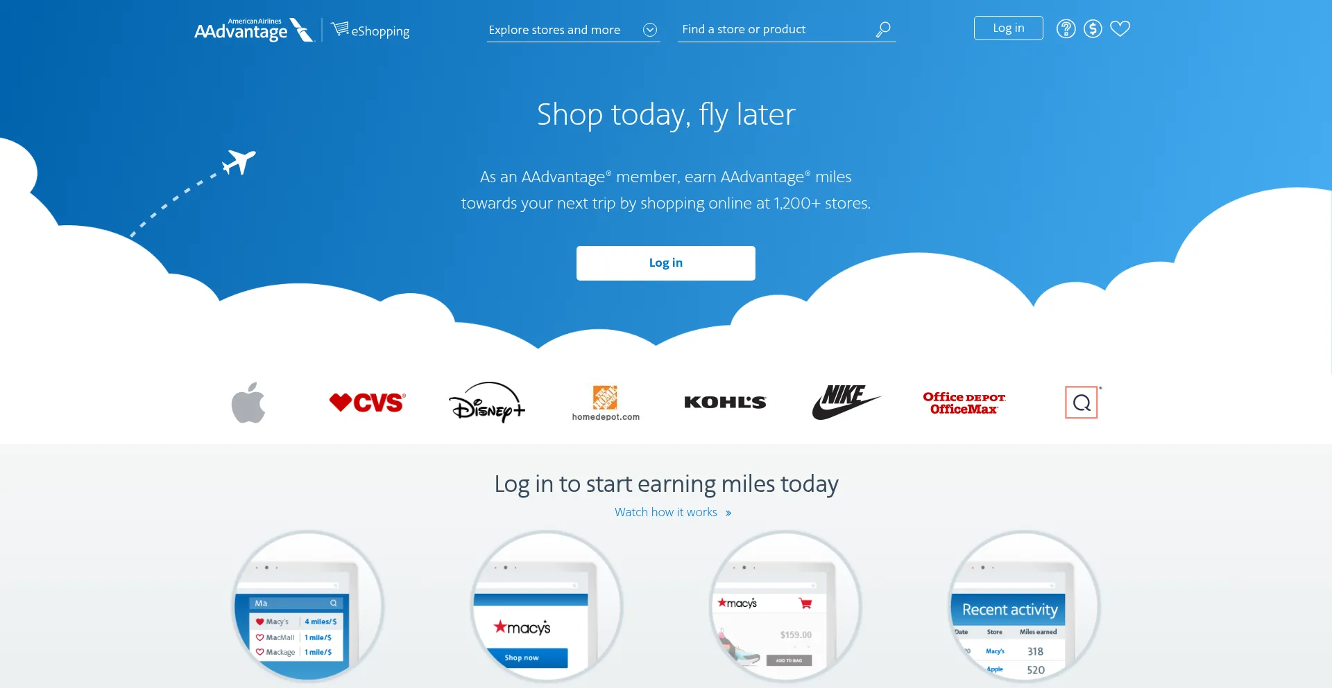 Website screenshot of Aadvantageeshopping.com