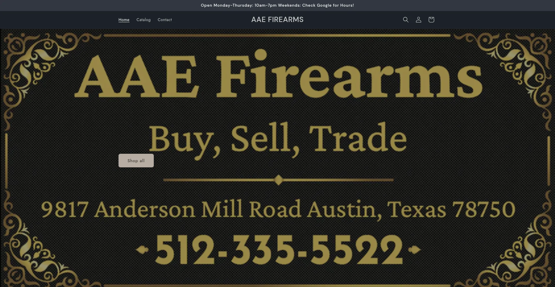 Website screenshot of Aaefirearms.com