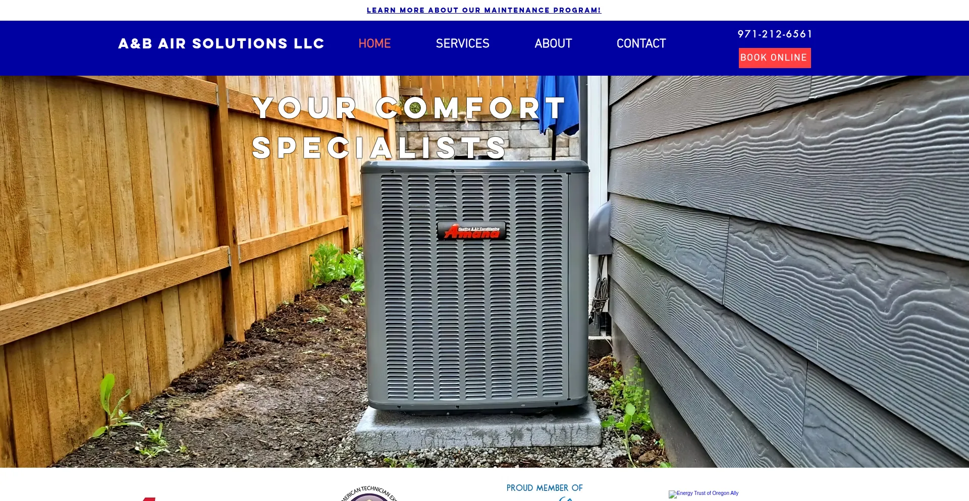 Website screenshot of Abairsolutions.com