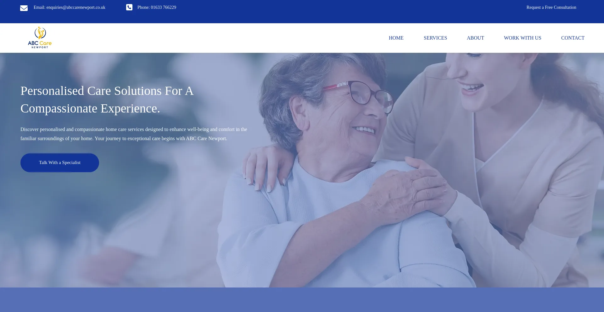 Website screenshot of Abccarenewport.co.uk