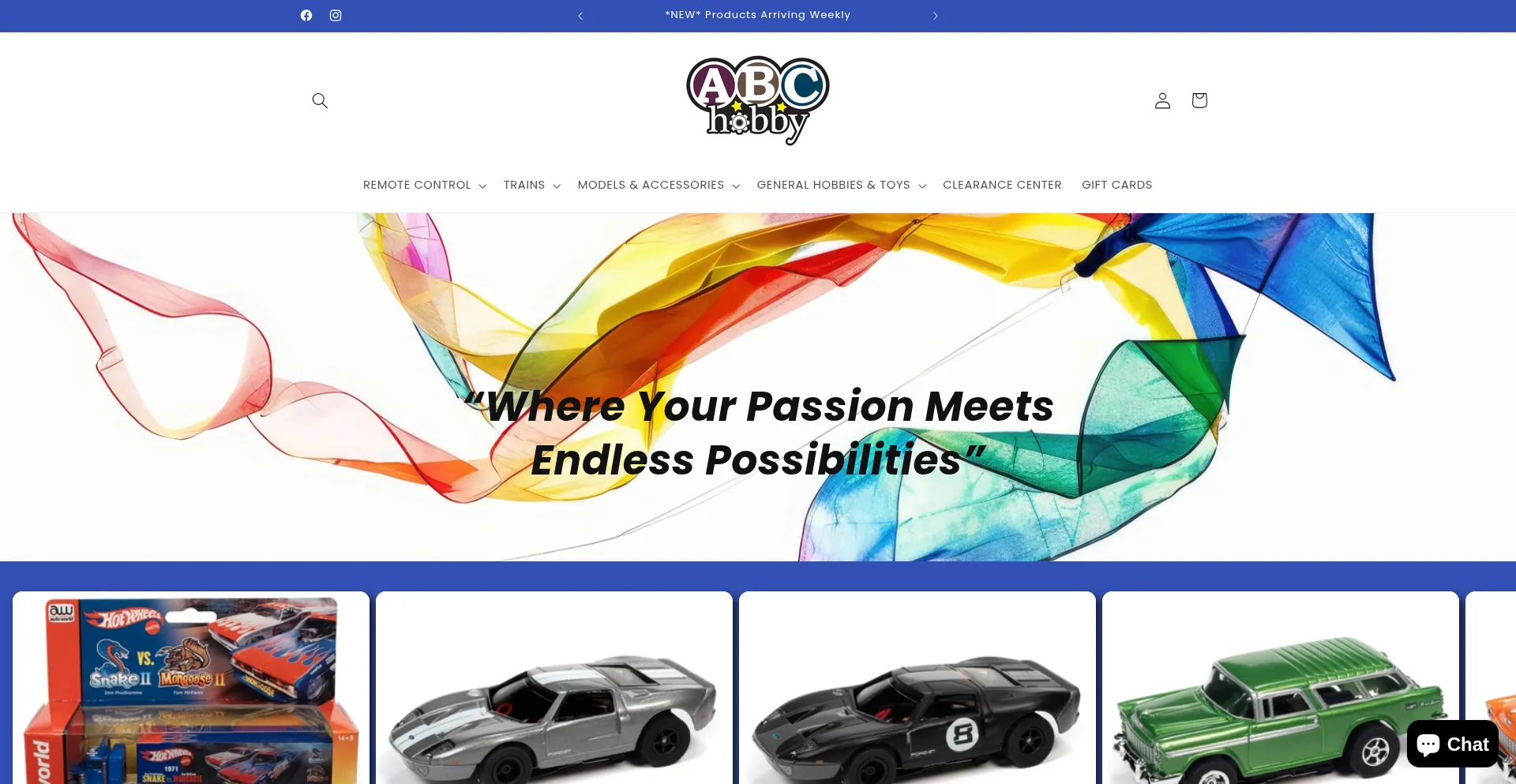 Website screenshot of Abchobby.ca
