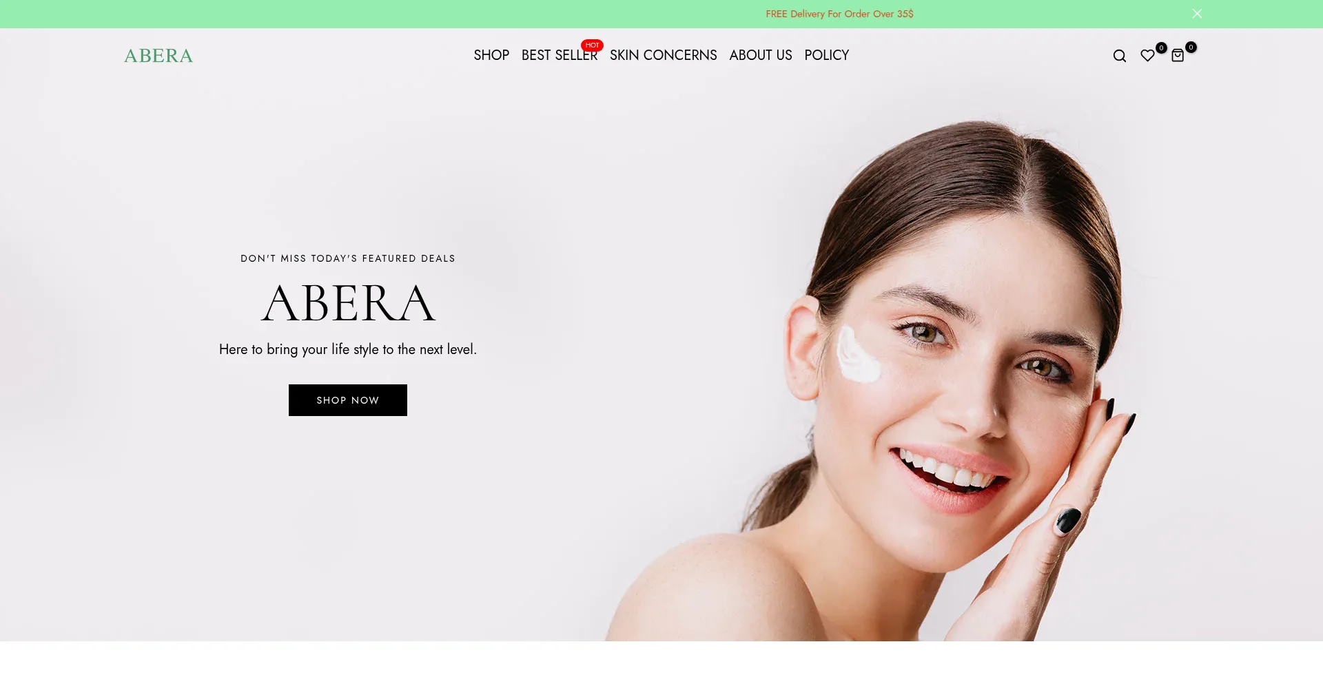 Website screenshot of Aberaskin.com