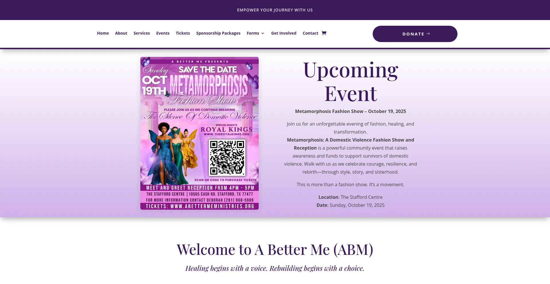 Website screenshot of Abettermeministries.org