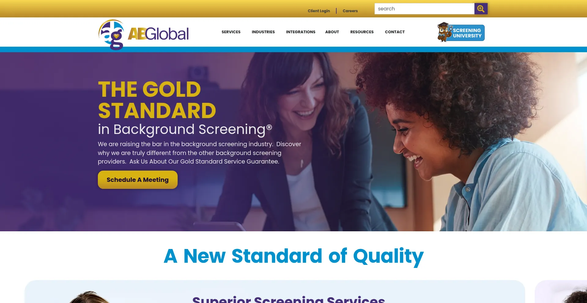 Website screenshot of Abglobalscreening.com