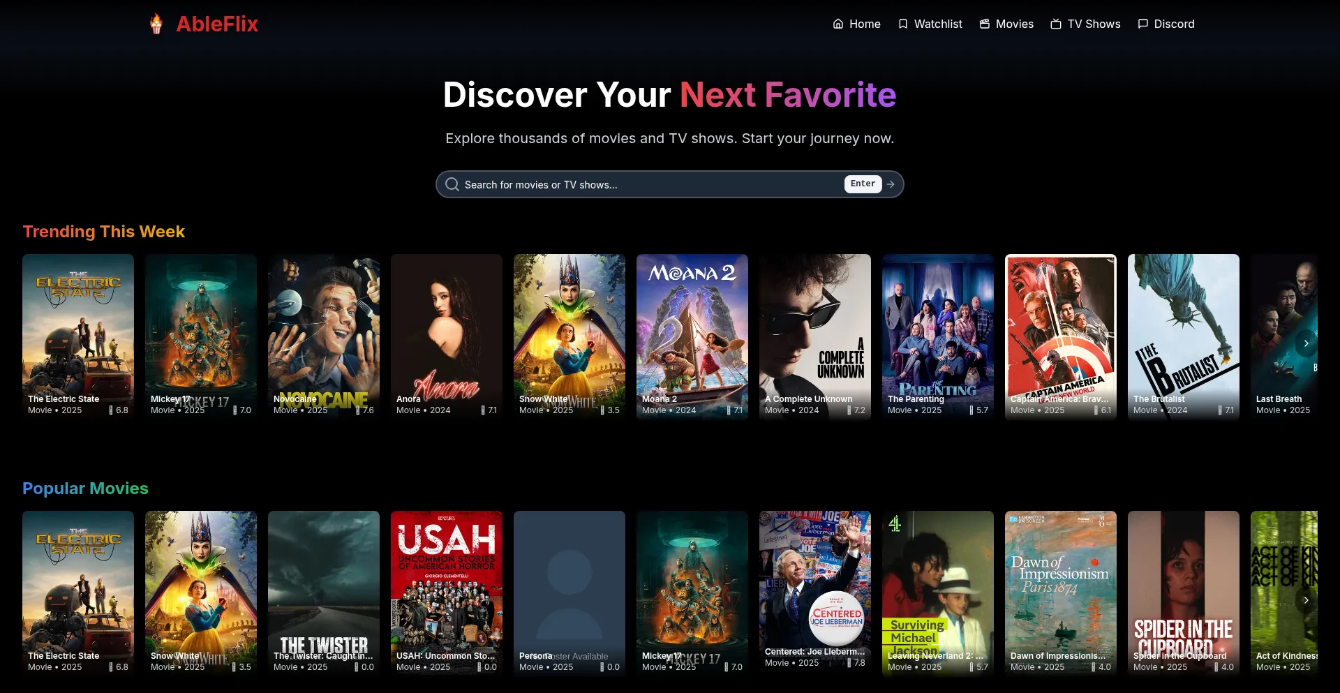 Website screenshot of Ableflix.cc