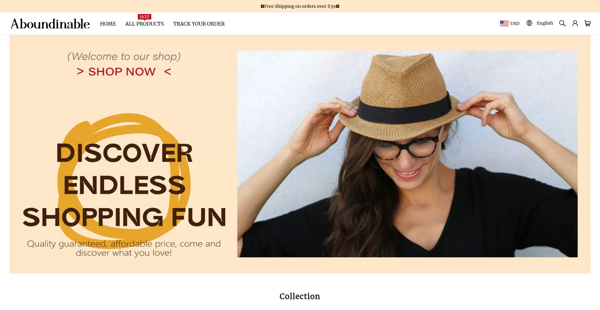 Website screenshot of Aboundinable.com