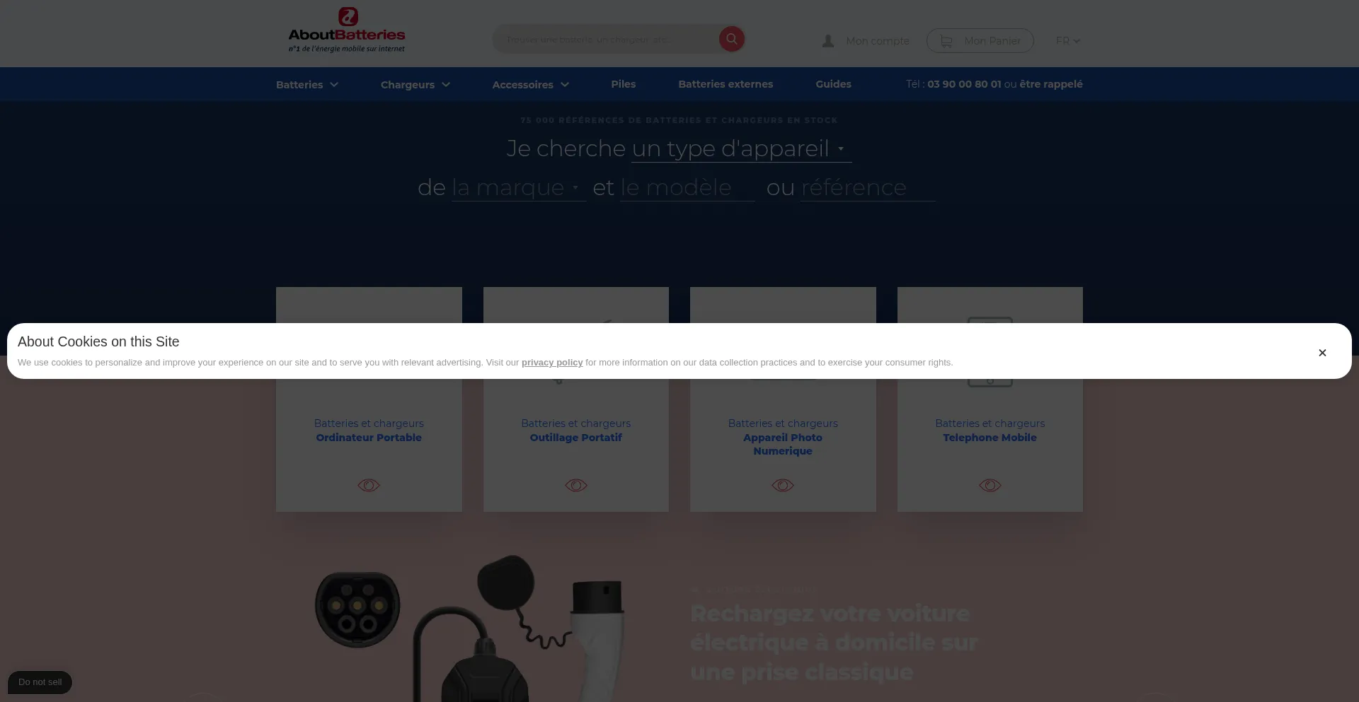 Website screenshot of Aboutbatteries.com
