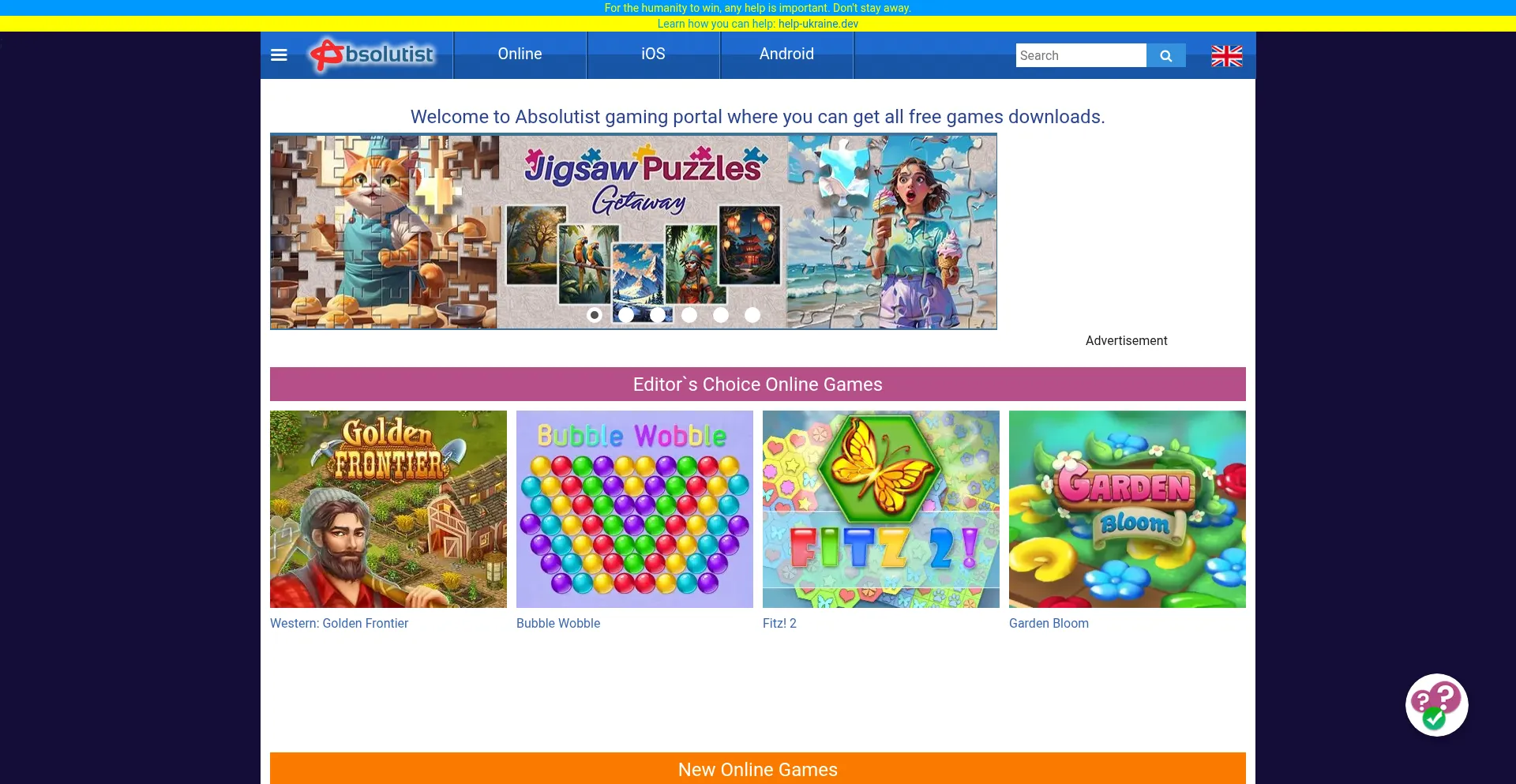 Website screenshot of Absolutist.com