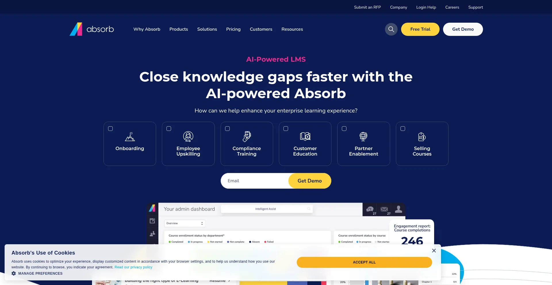 Website screenshot of Absorblms.com