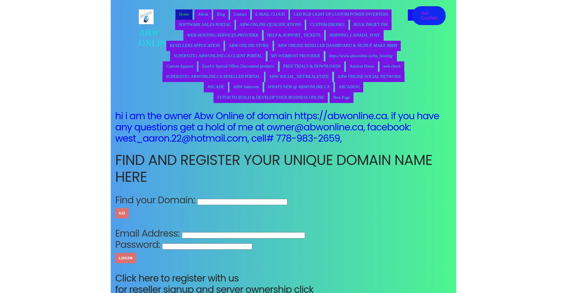 Website screenshot of Abwonline.ca