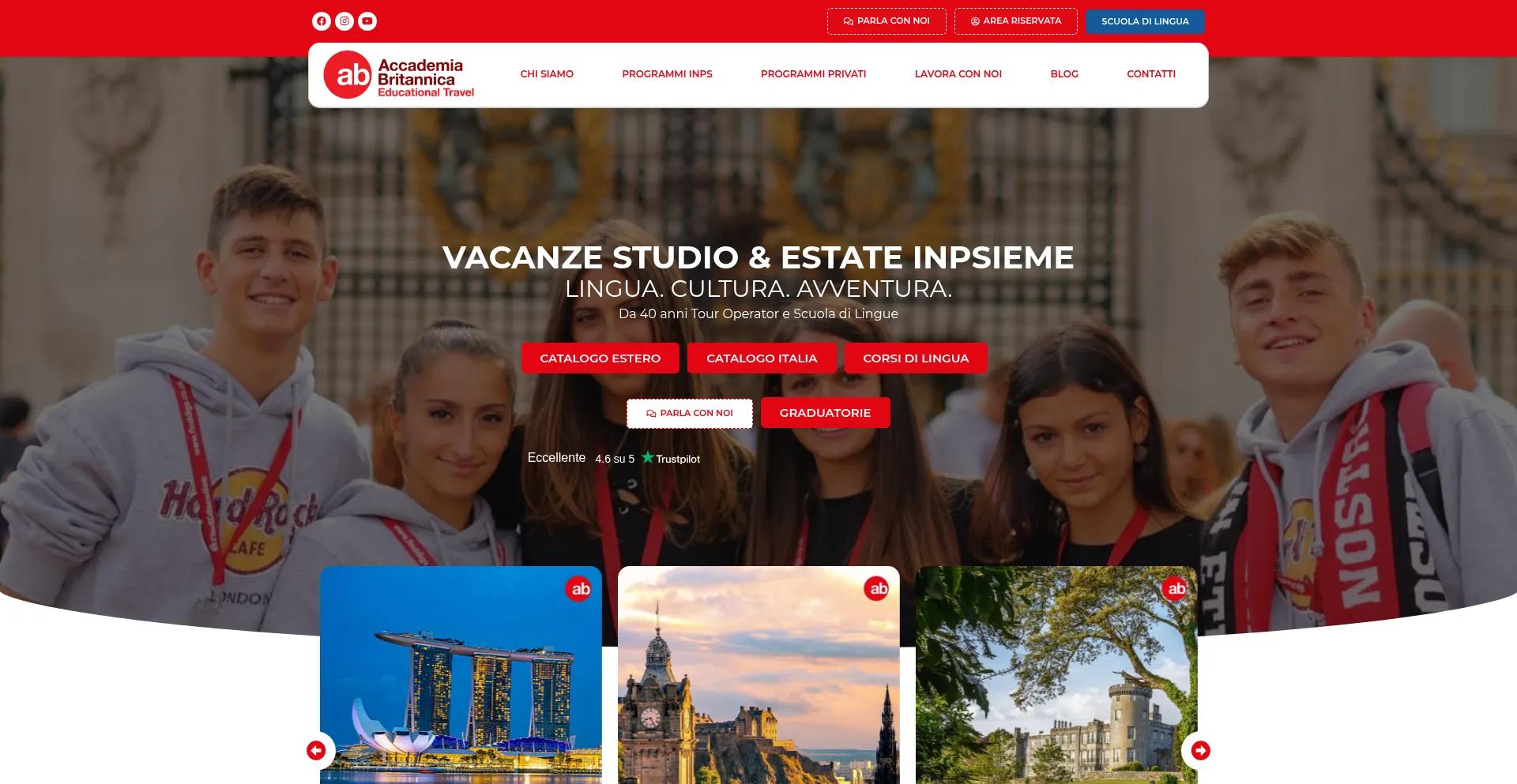 Website screenshot of Accademiabritannica.com