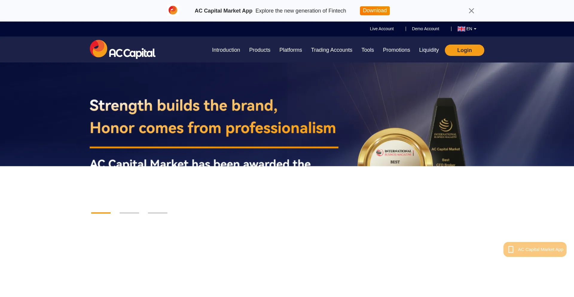 Website screenshot of Accapital.com