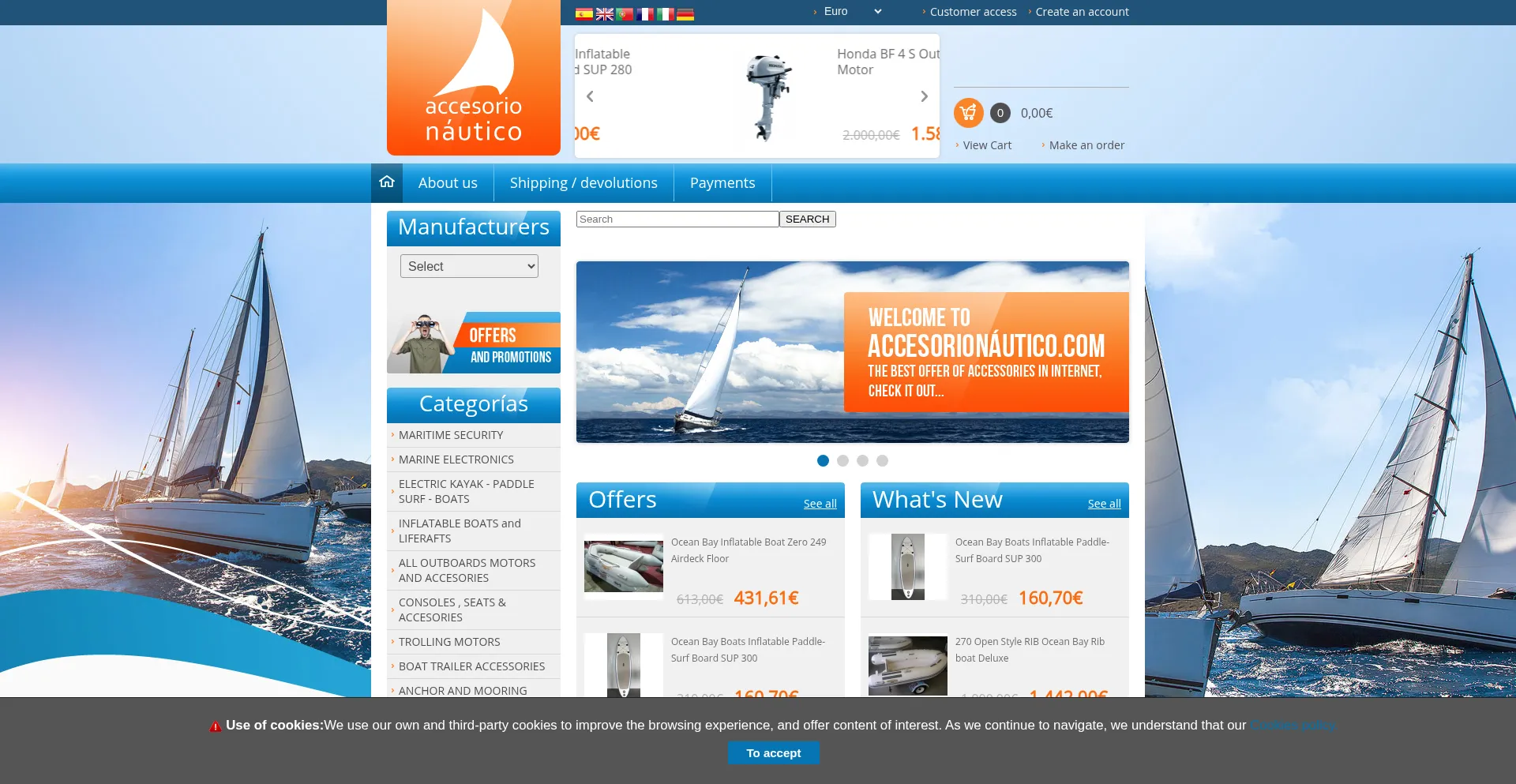 Website screenshot of Accesorionautico.com