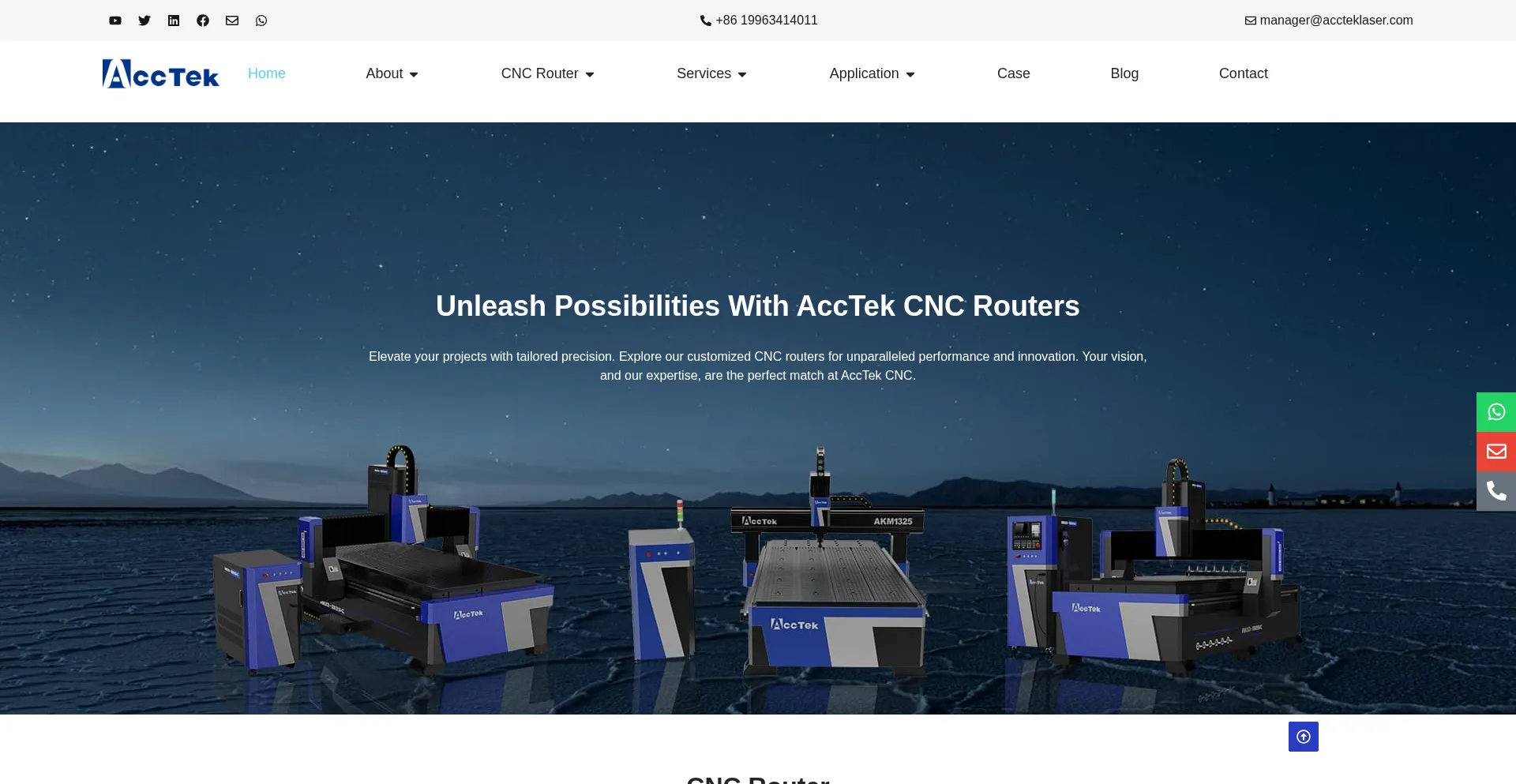 Website screenshot of Acctekcnc.com