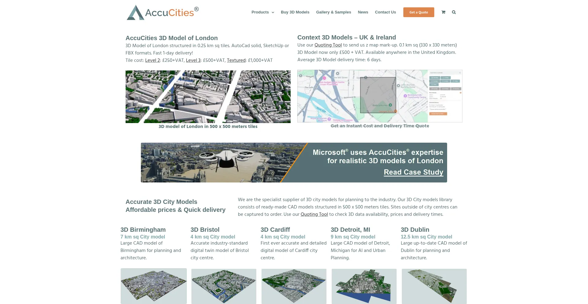 Website screenshot of Accucities.com