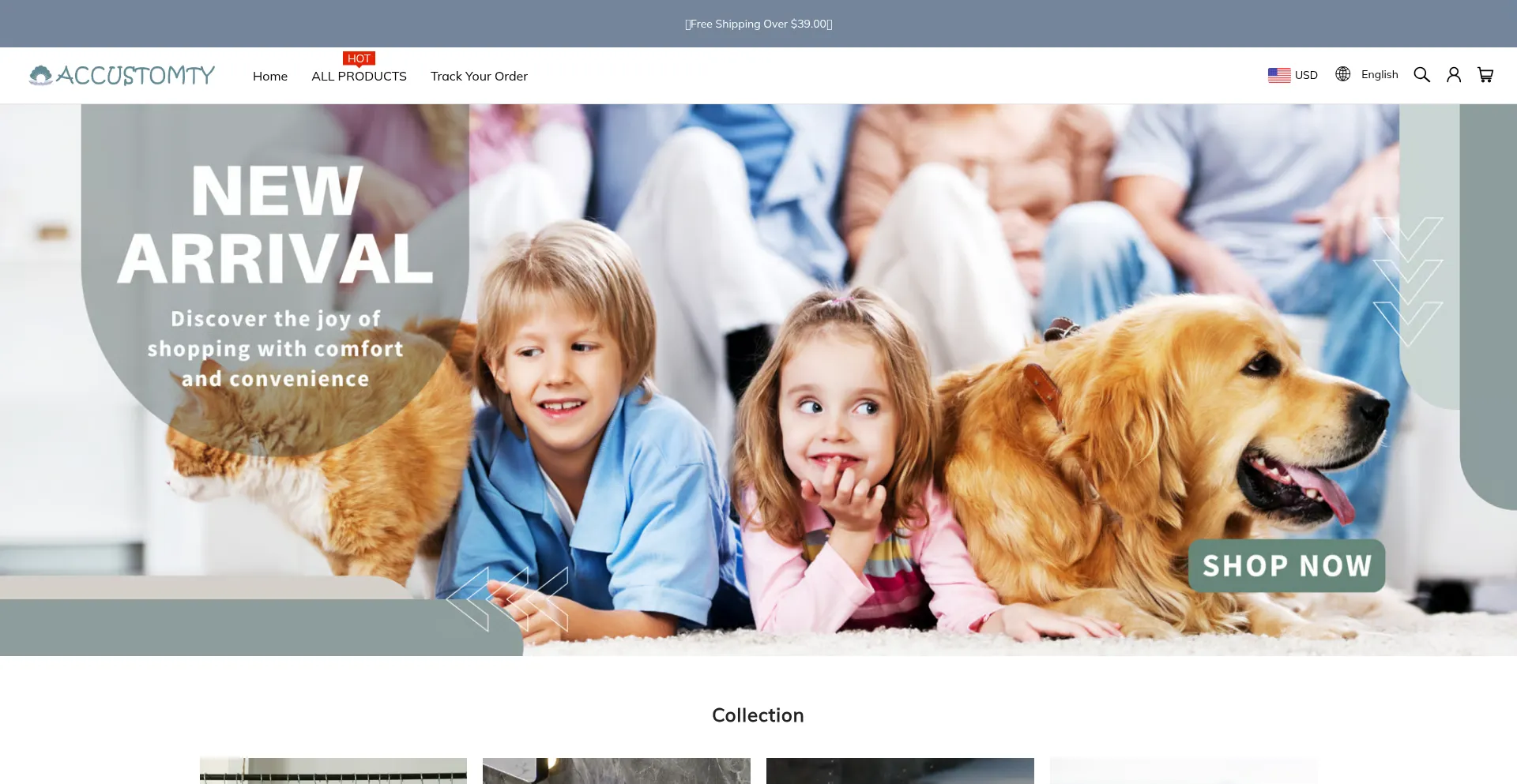 Website screenshot of Accustomty.com