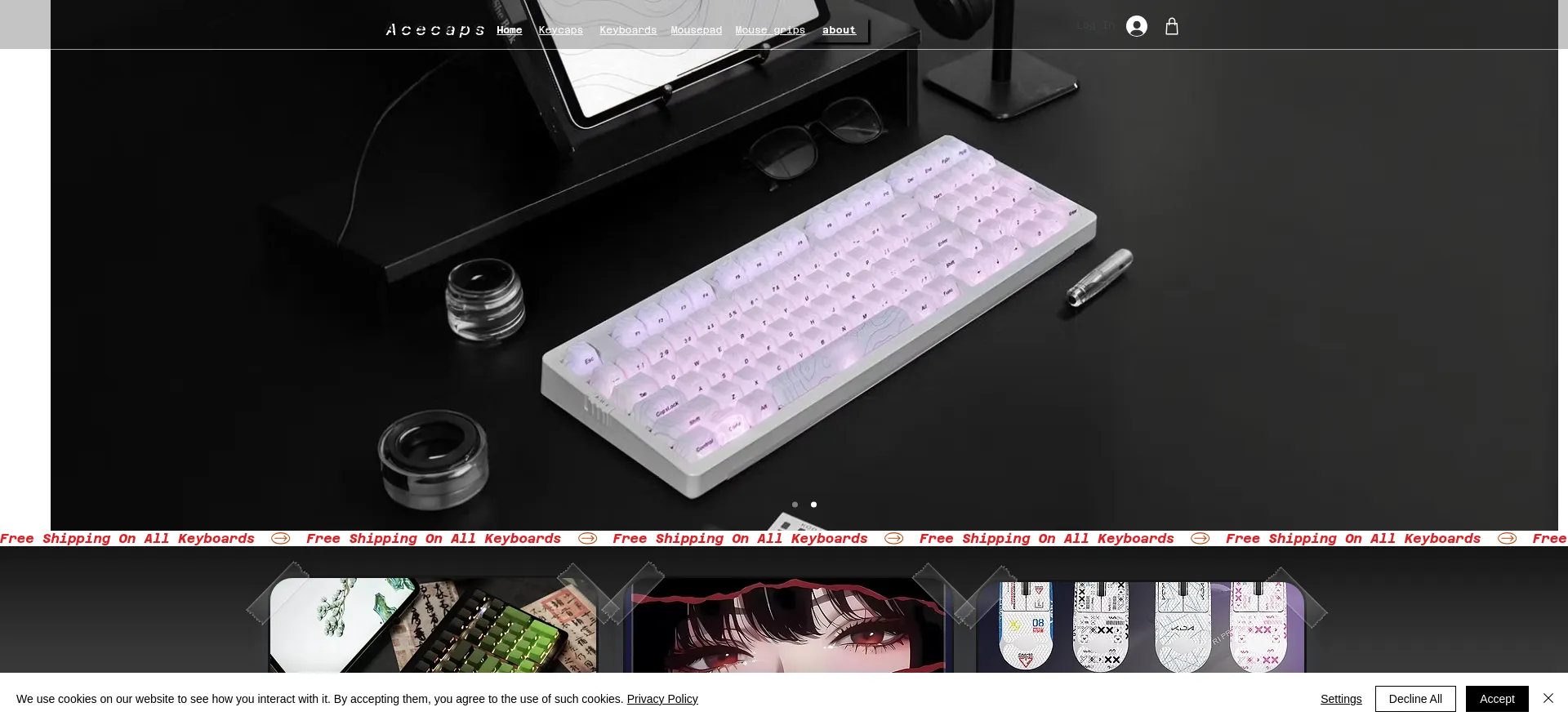 Website screenshot of Ace-caps.com