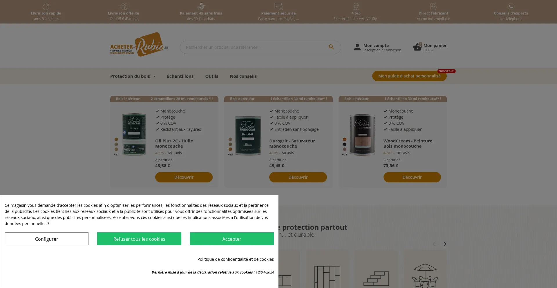 Website screenshot of Acheter-rubio.fr