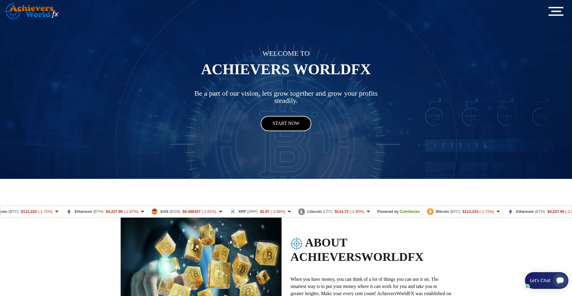 Website screenshot of Achieversworldfx.com