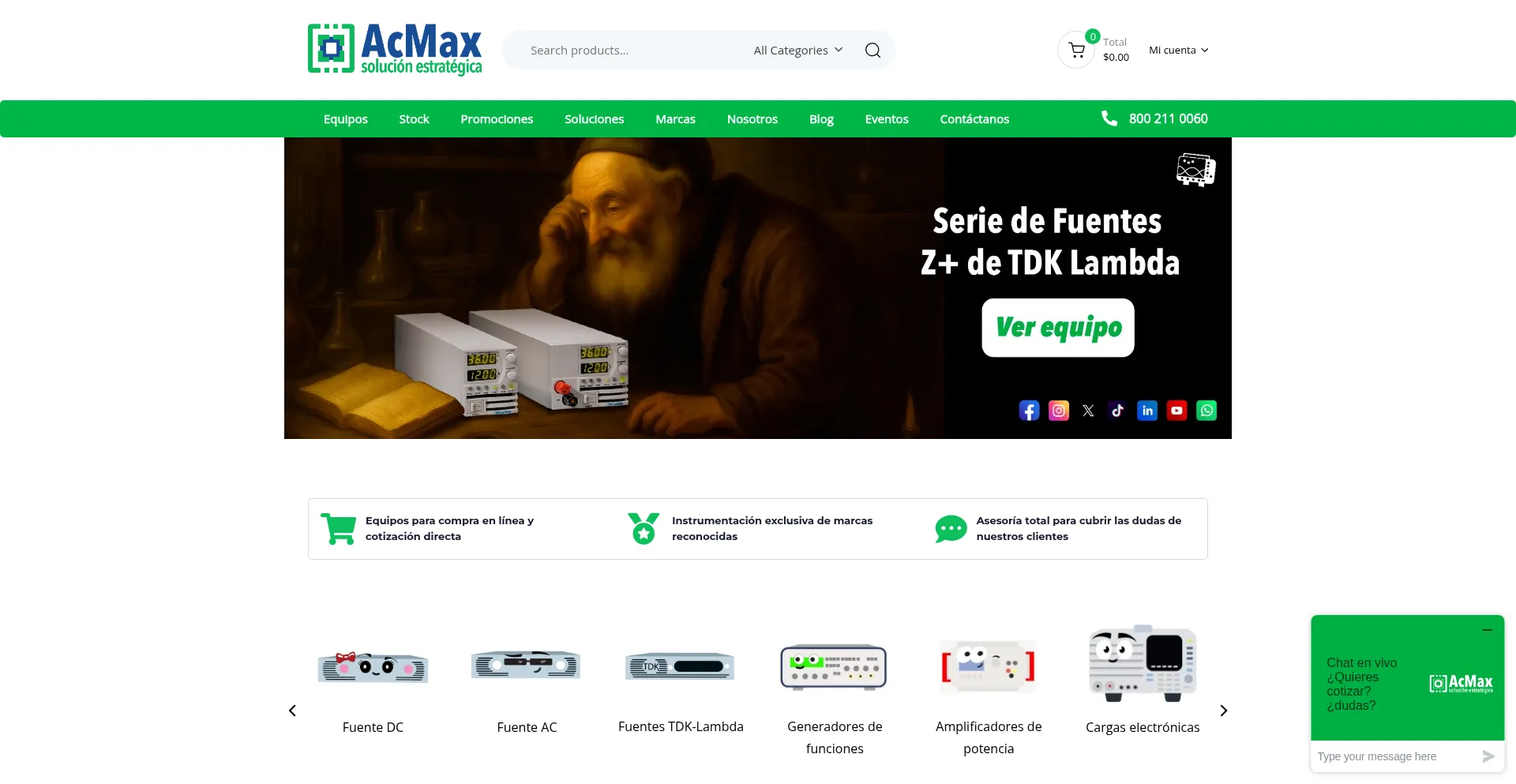 Website screenshot of Acmax.mx