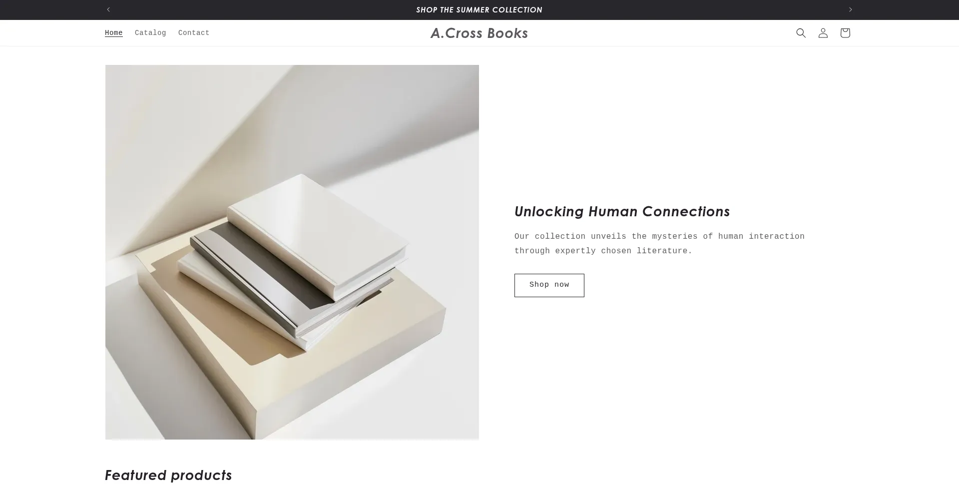 Website screenshot of Acrossbook.myshopify.com