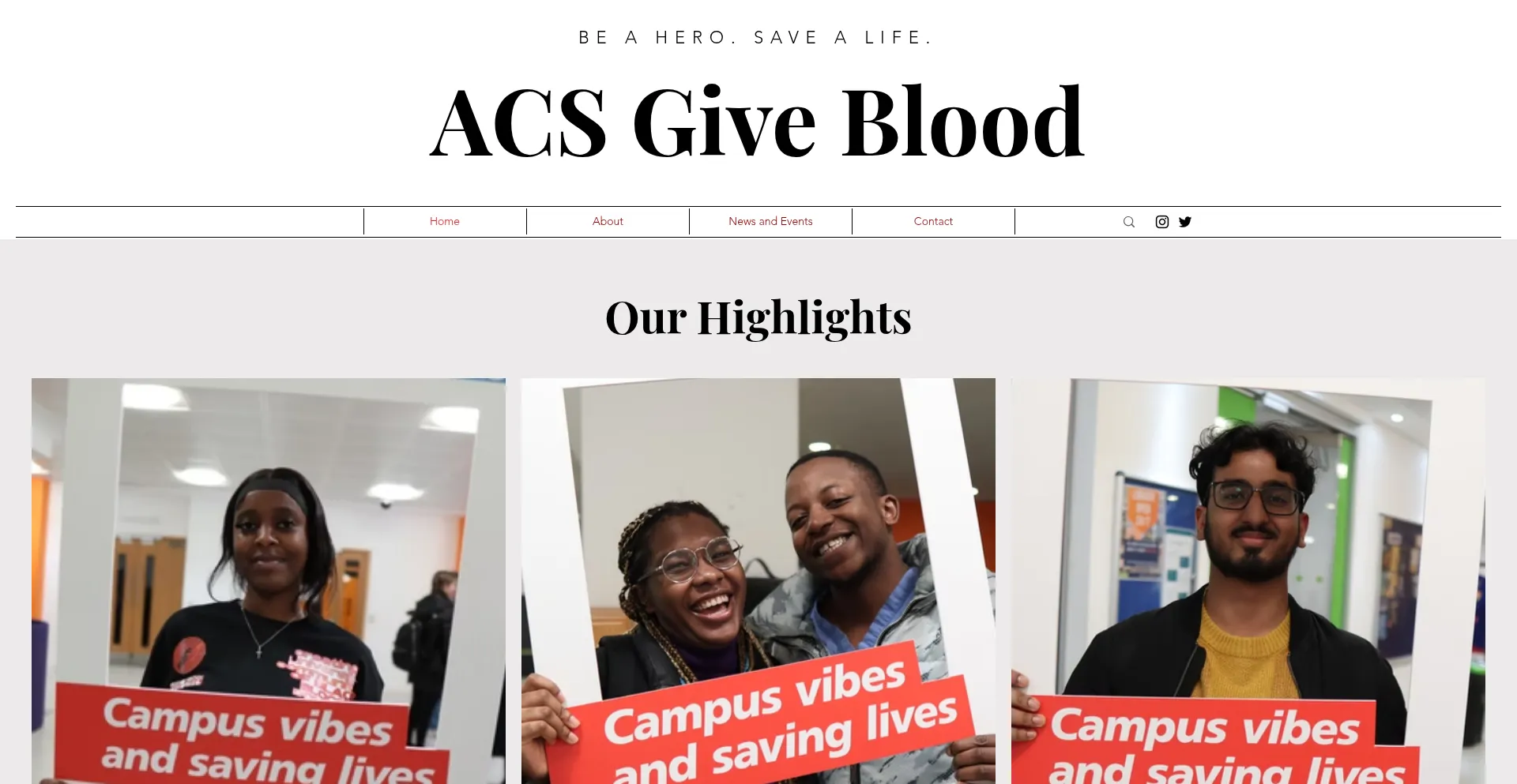 Website screenshot of Acsgiveblood.org.uk
