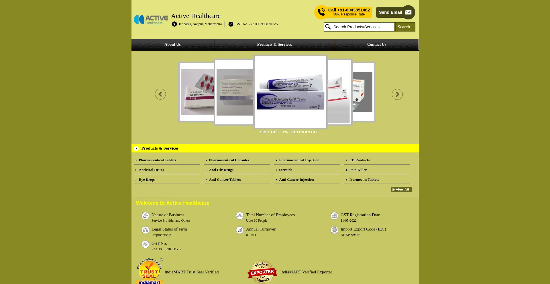 Website screenshot of Activehealthcareindia.com