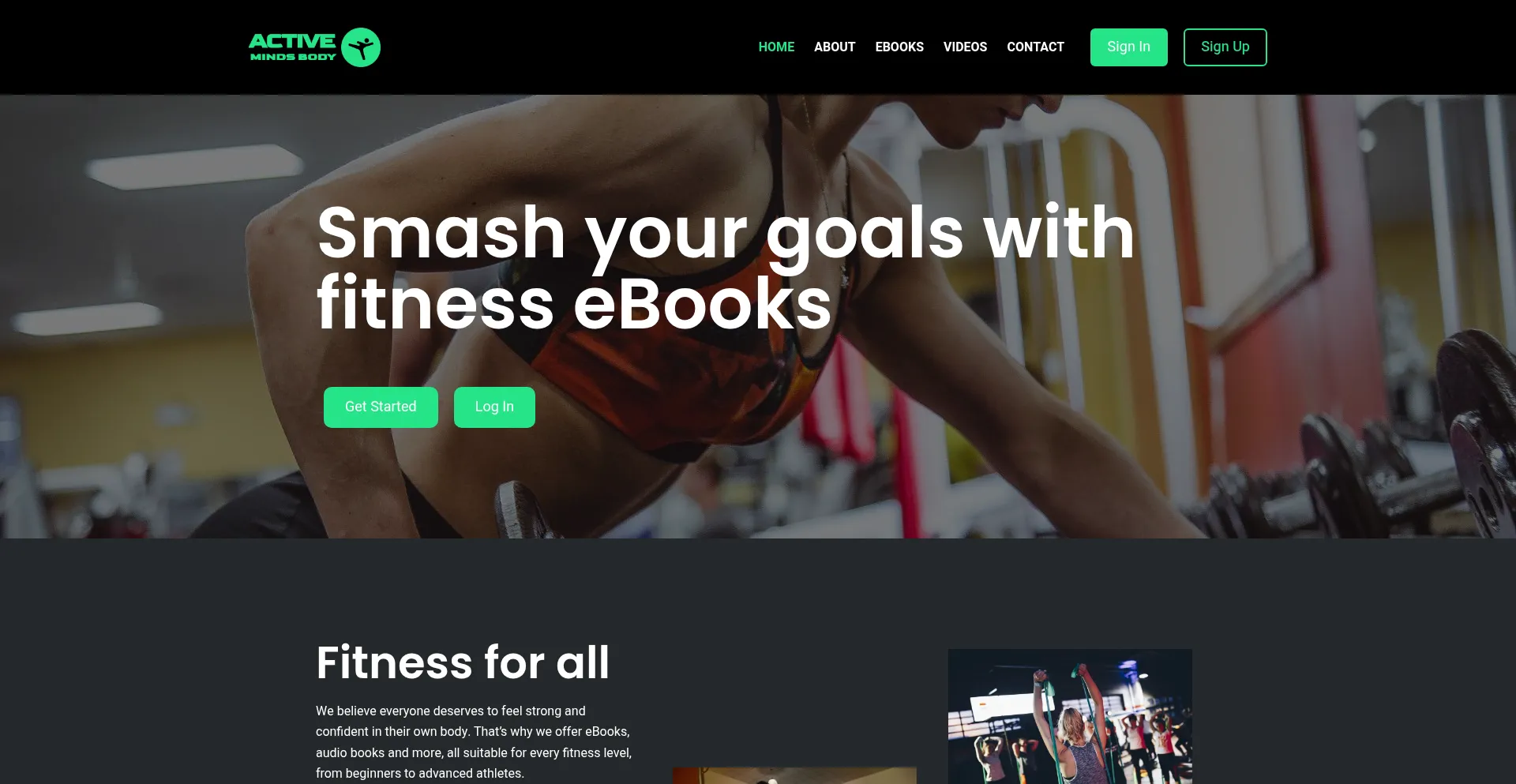 Website screenshot of Activemindsbody.com