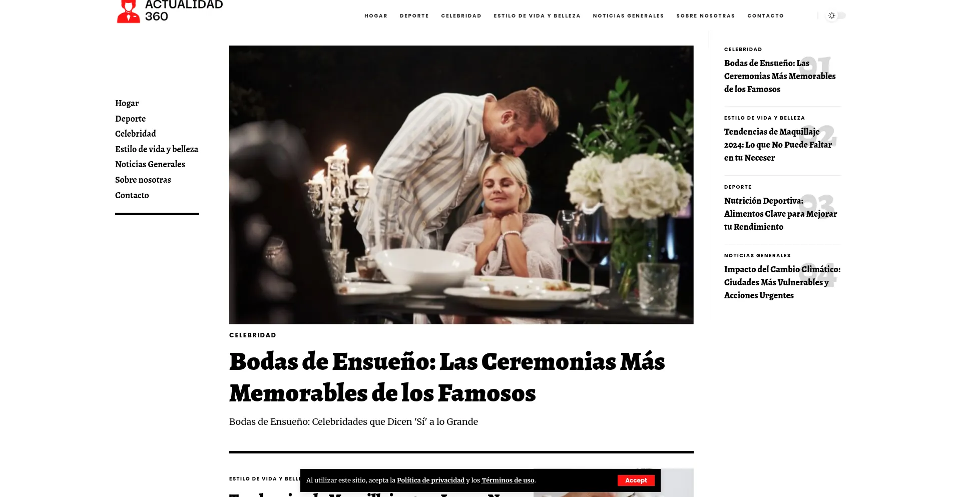 Website screenshot of Actualidad360.info