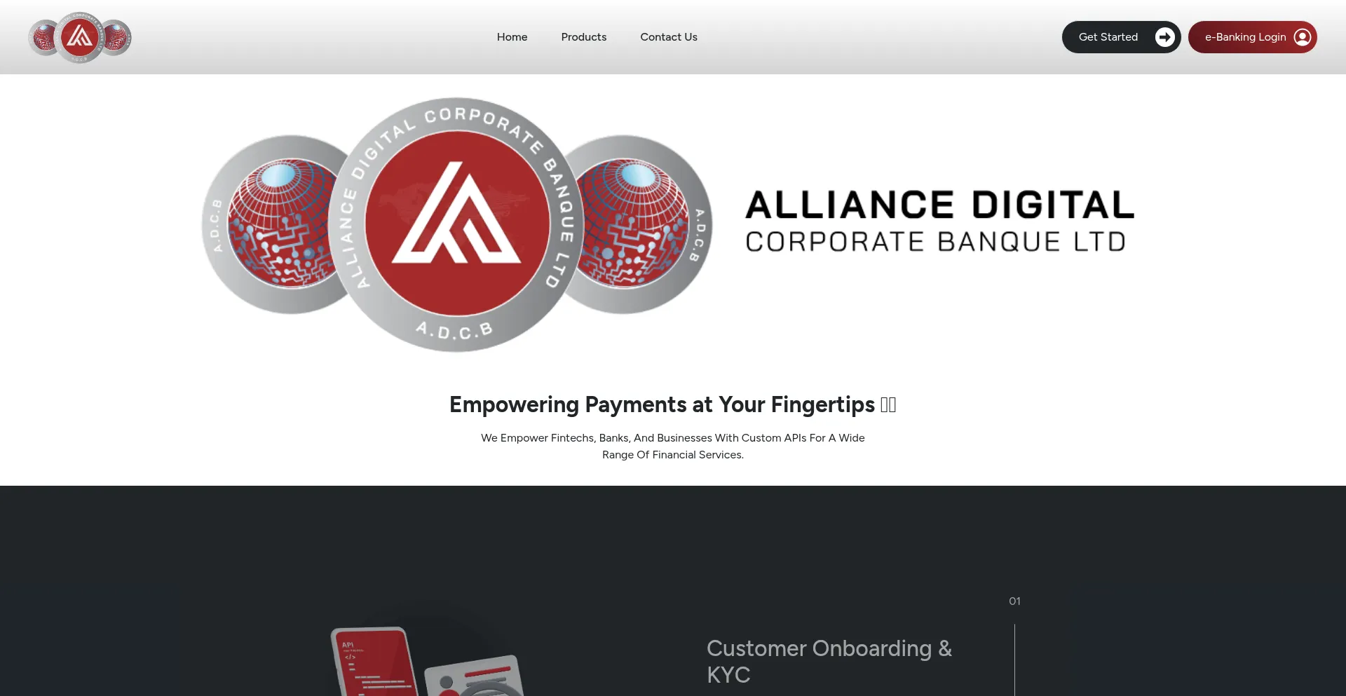 Website screenshot of Adcbanque.com