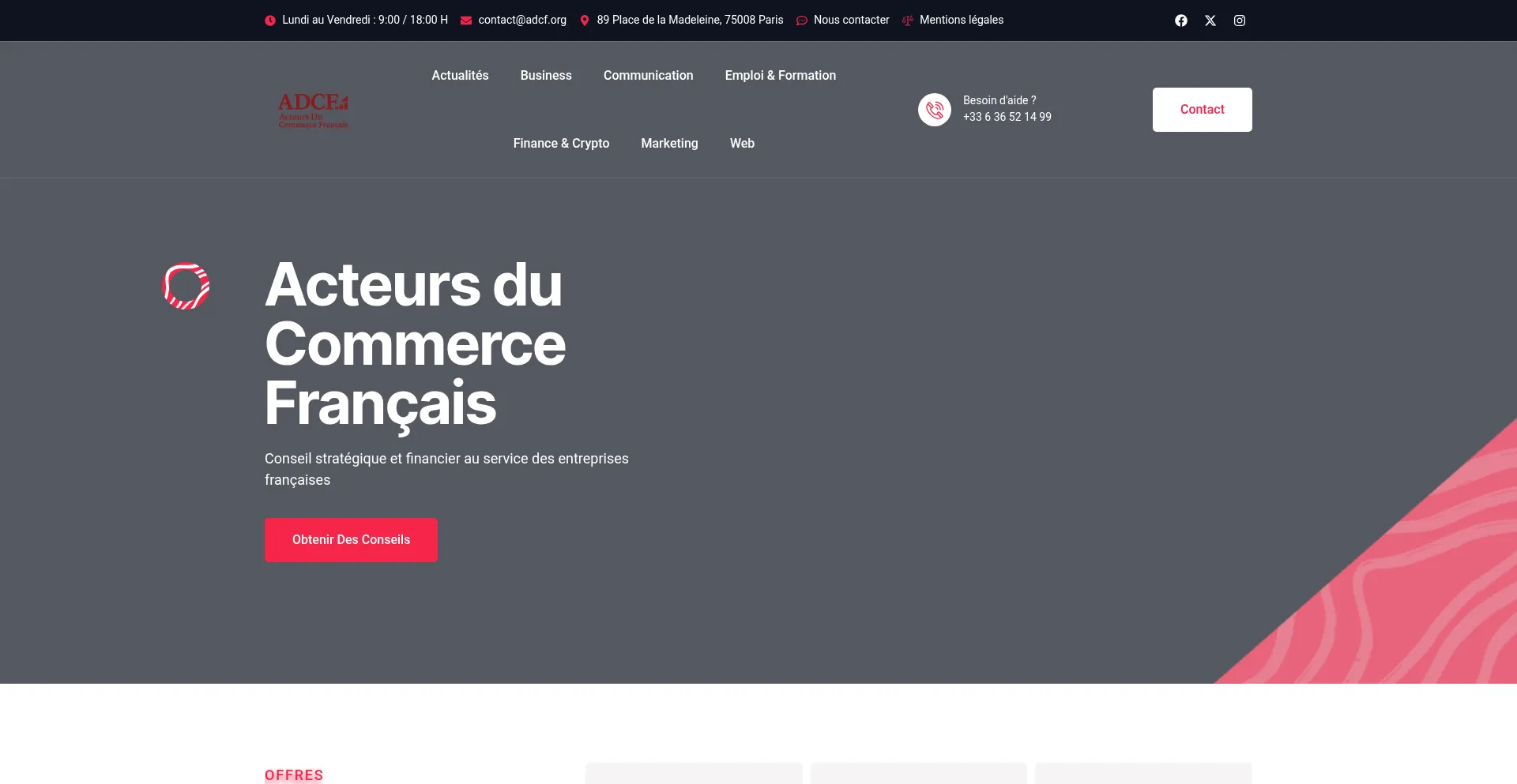 Website screenshot of Adcf.org