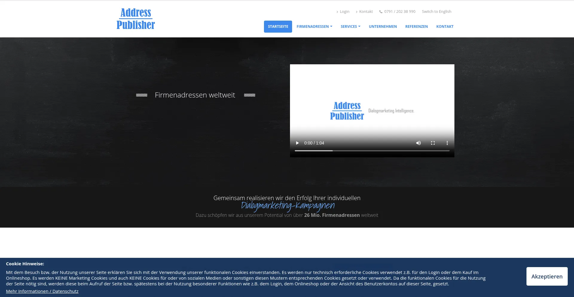 Website screenshot of Address-publisher.de