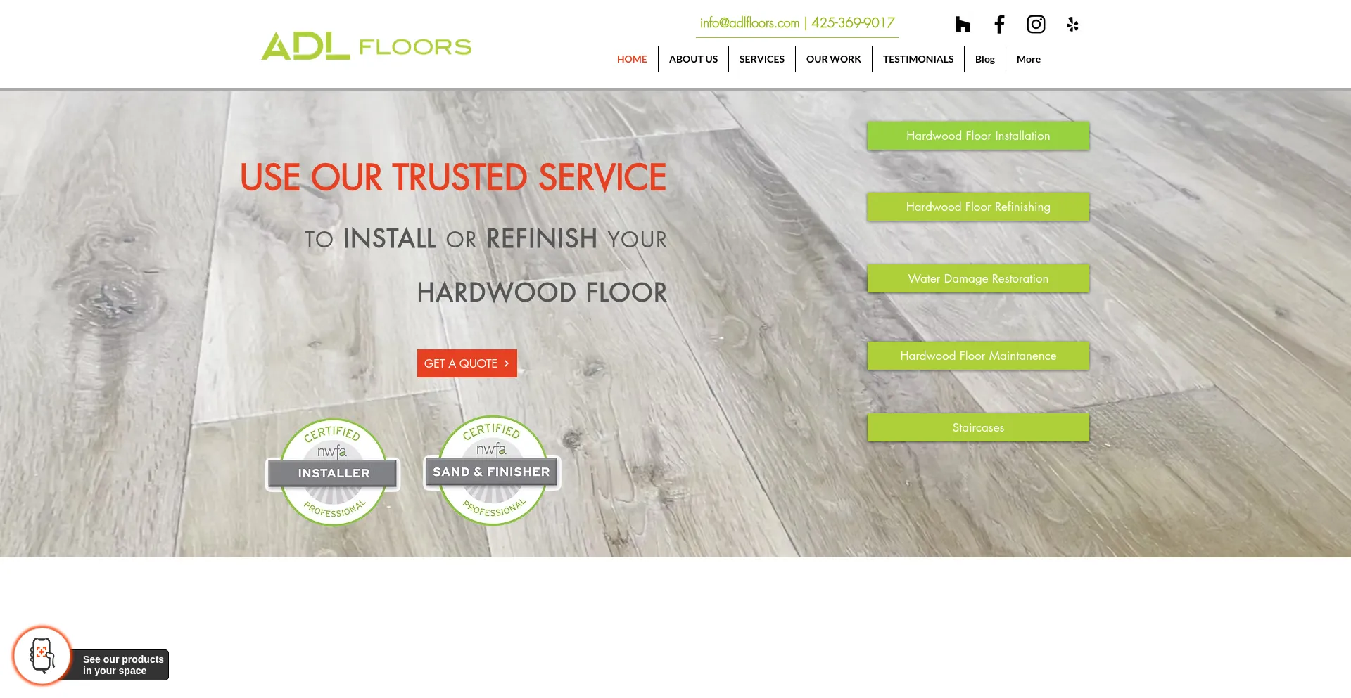 Website screenshot of Adlfloors.com