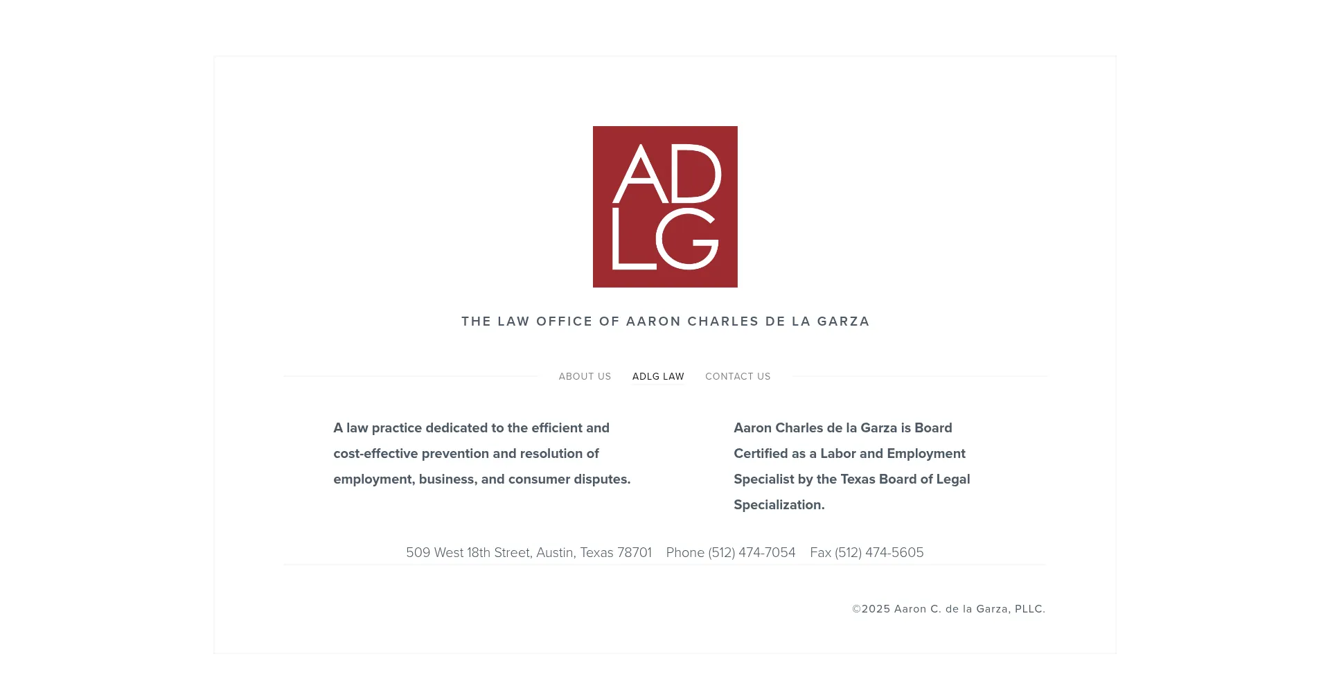 Website screenshot of Adlglaw.com