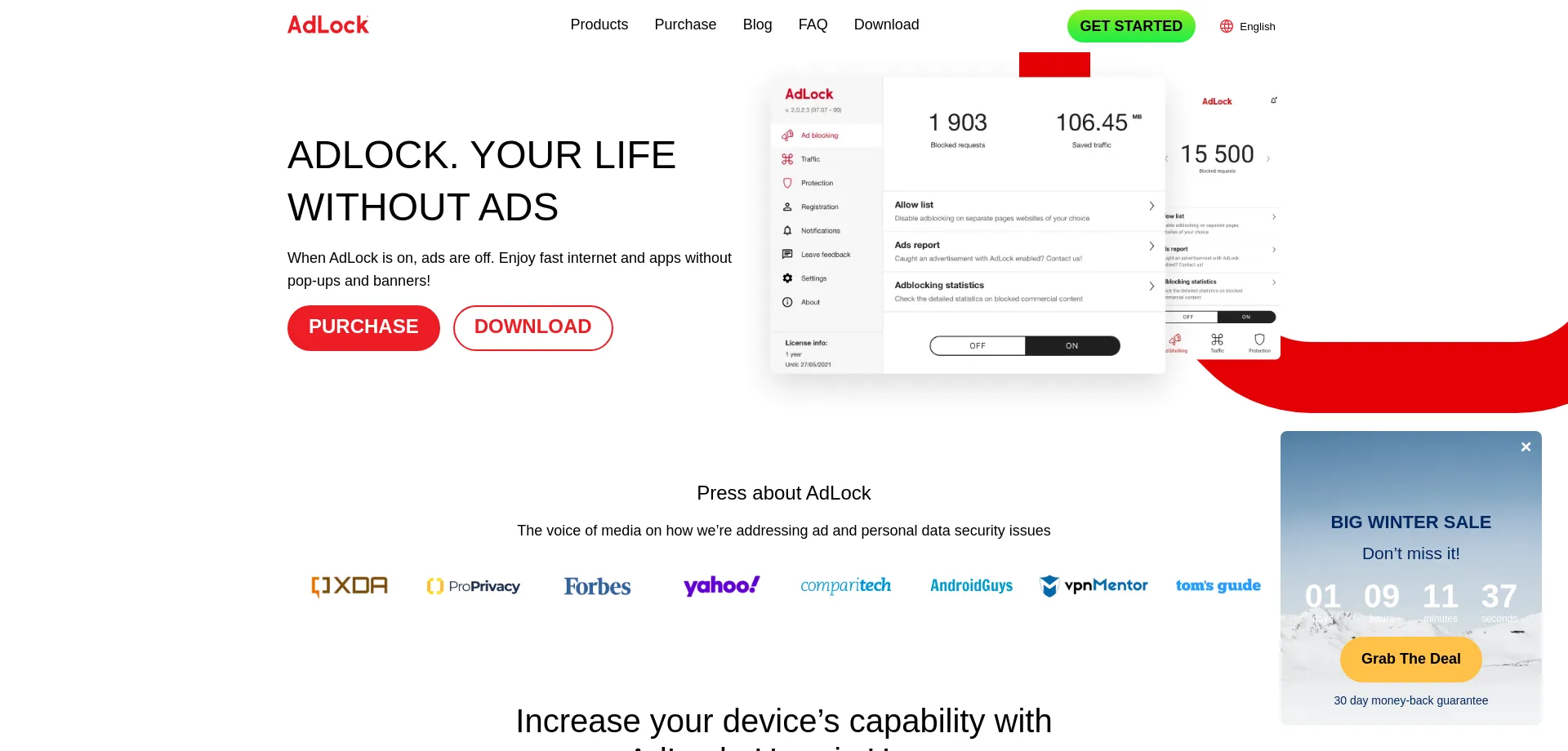 Website screenshot of Adlock.com