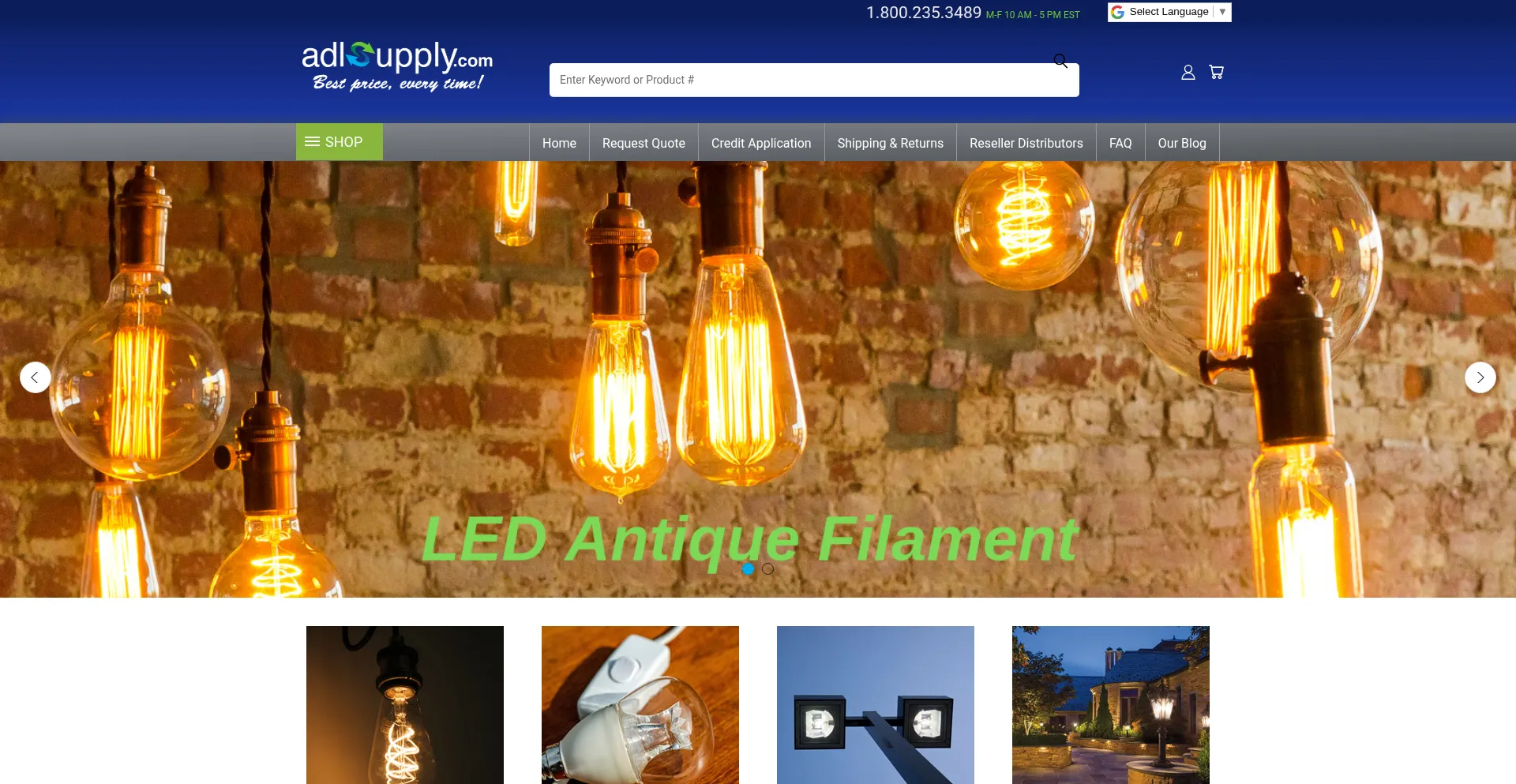 Website screenshot of Adlsupply.com