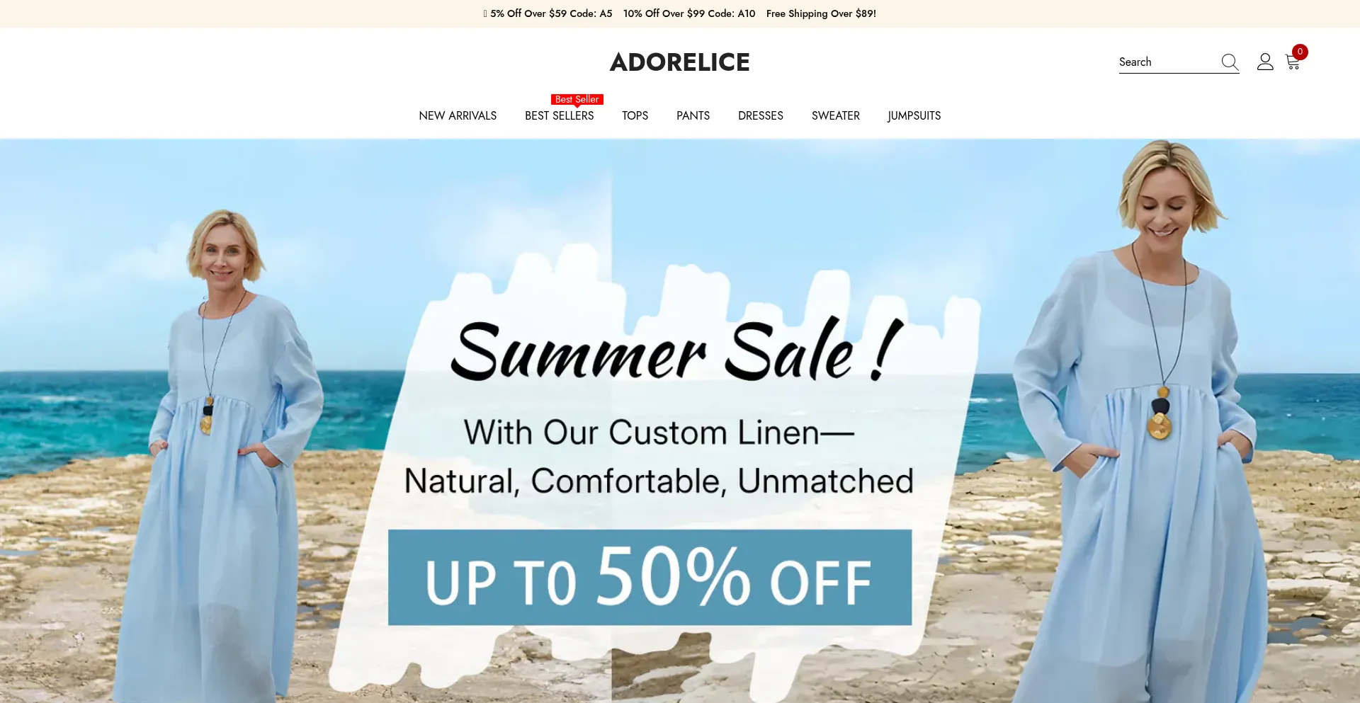 Website screenshot of Adorelice.com