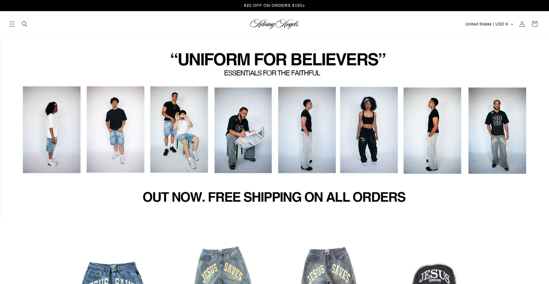 Website screenshot of Adoringangels.xyz