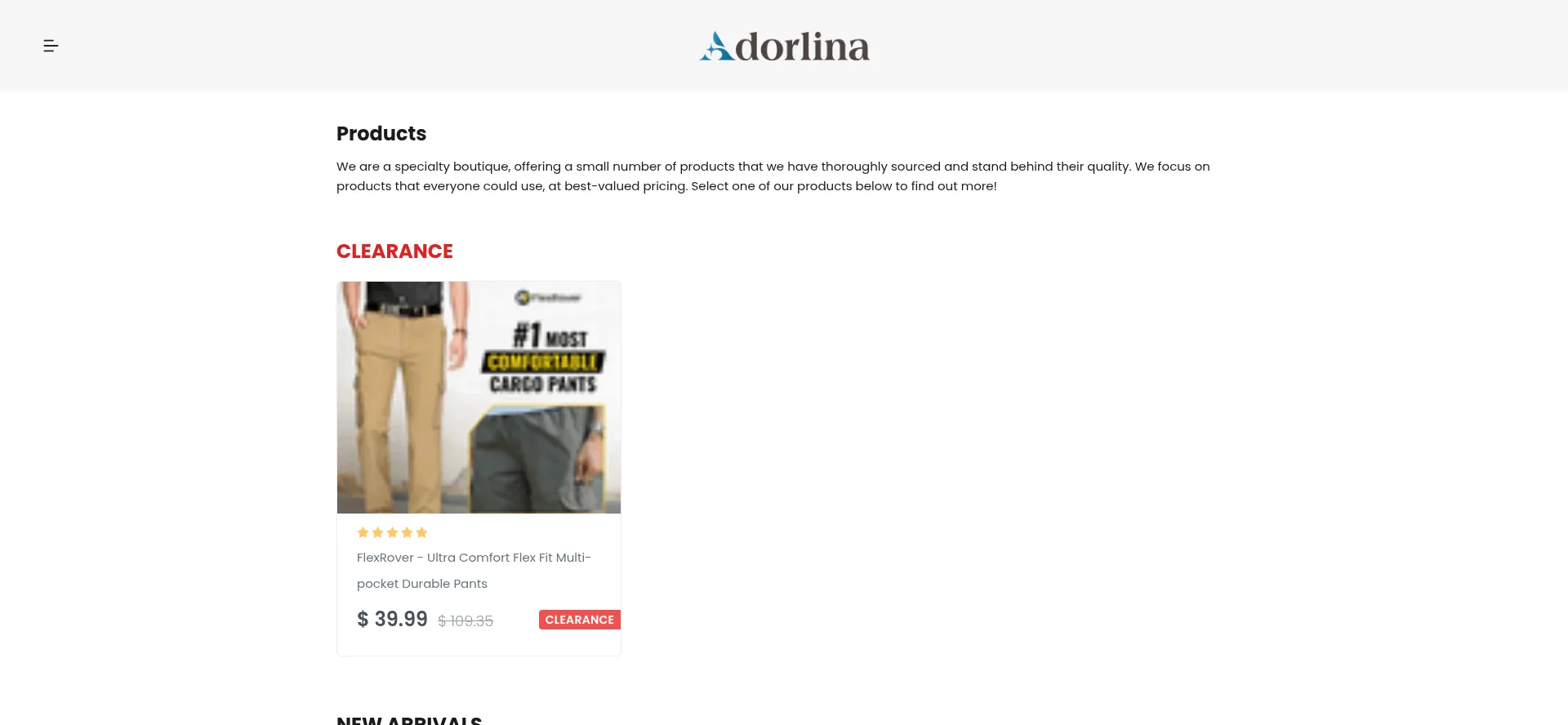 Website screenshot of Adorlina.com
