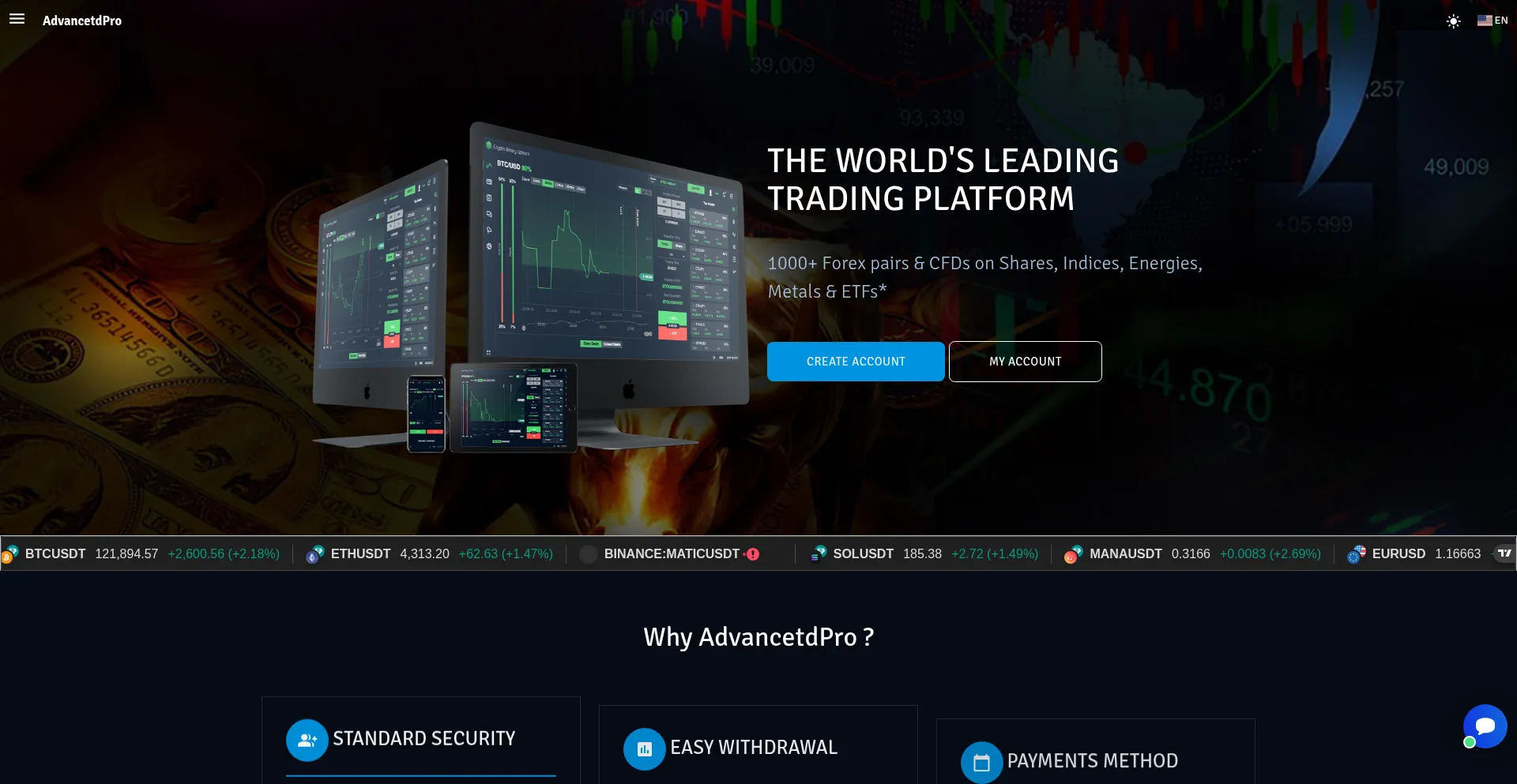 Website screenshot of Advancetdpro.net