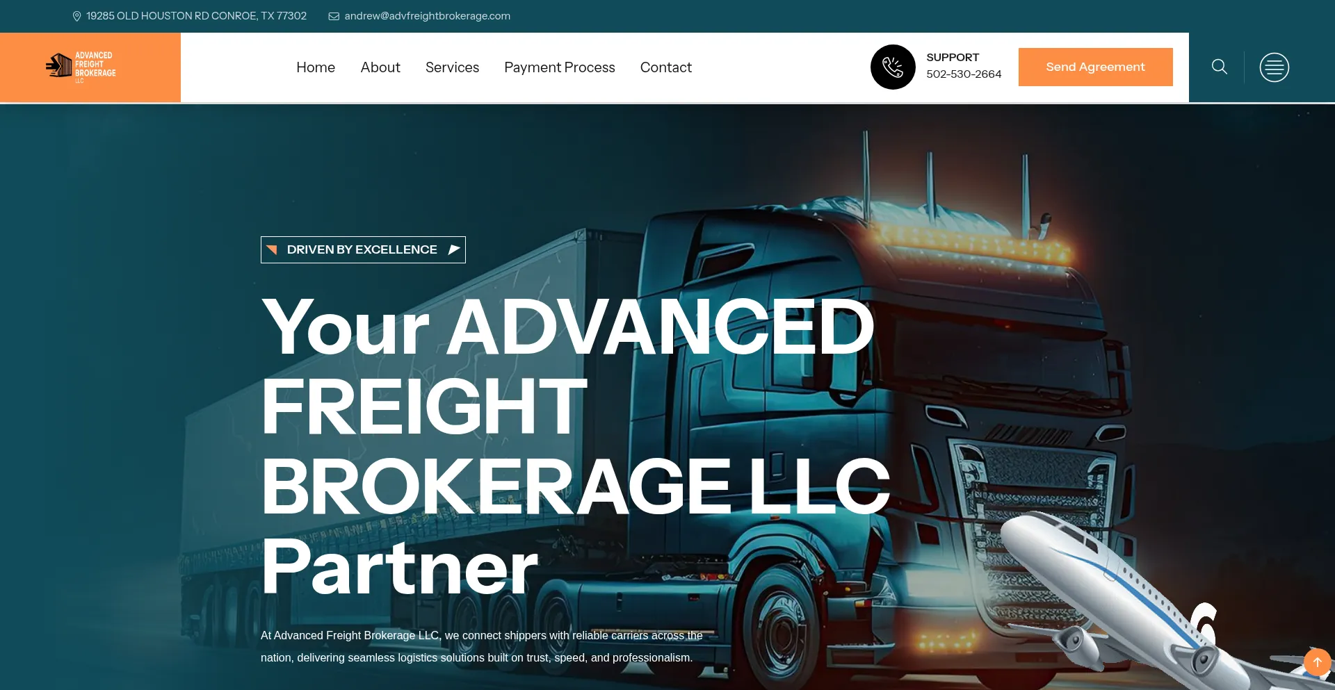 Website screenshot of Advfreightbrokerage.com