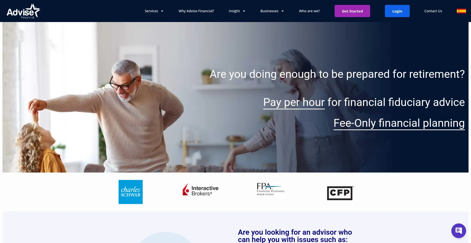 Website screenshot of Advise-financial.com